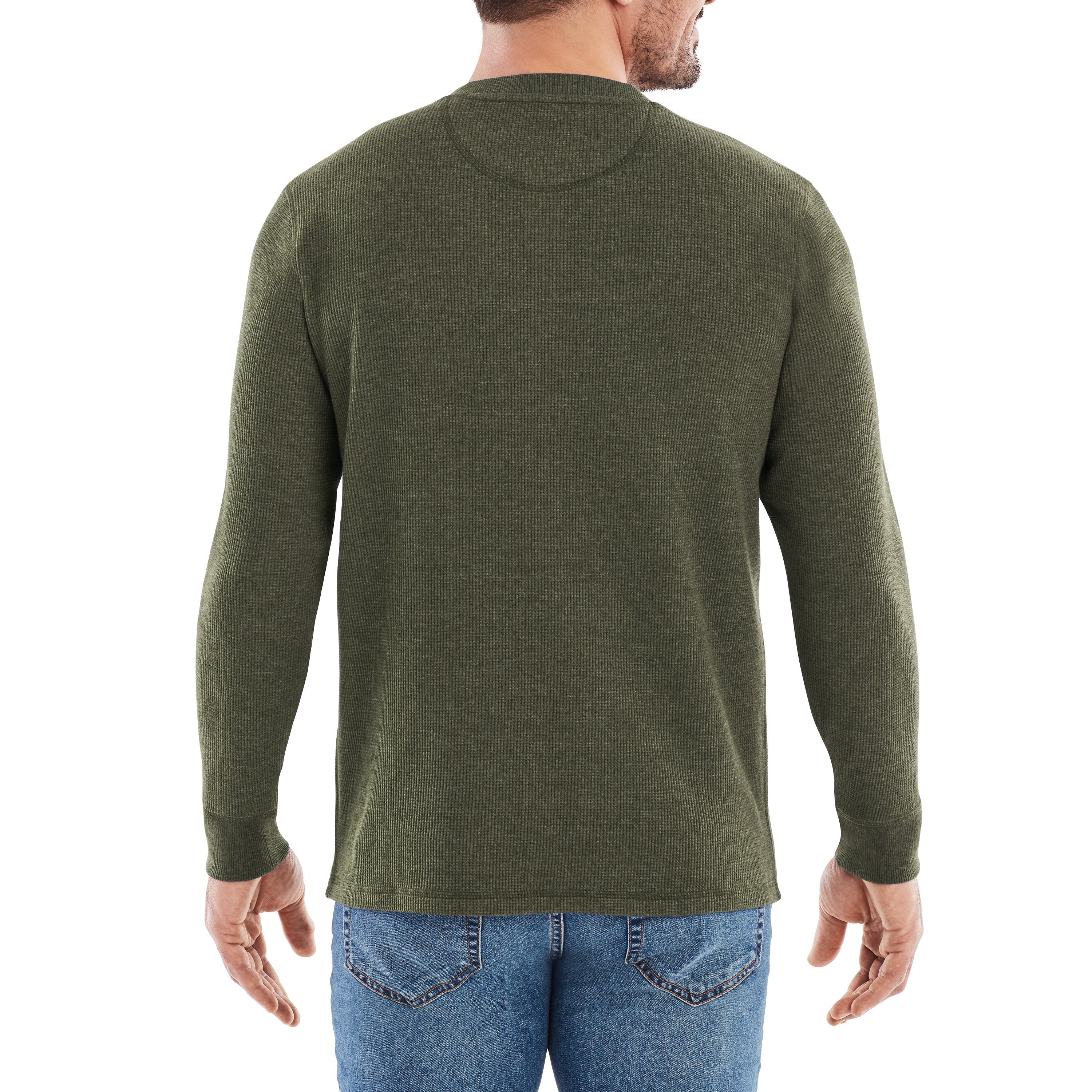 Waffle Knit Thermal Henley With Pocket