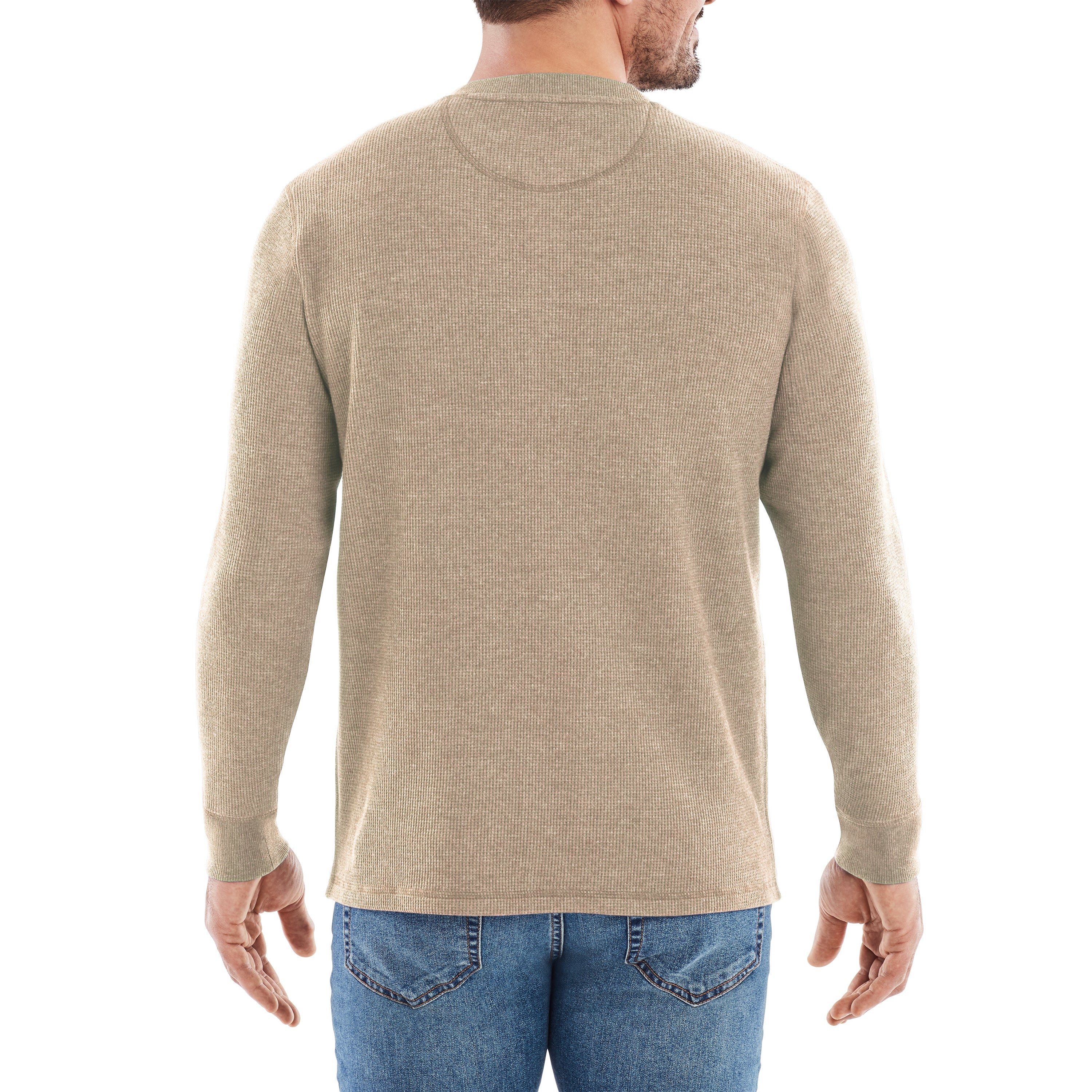 Waffle Knit Thermal Henley With Pocket