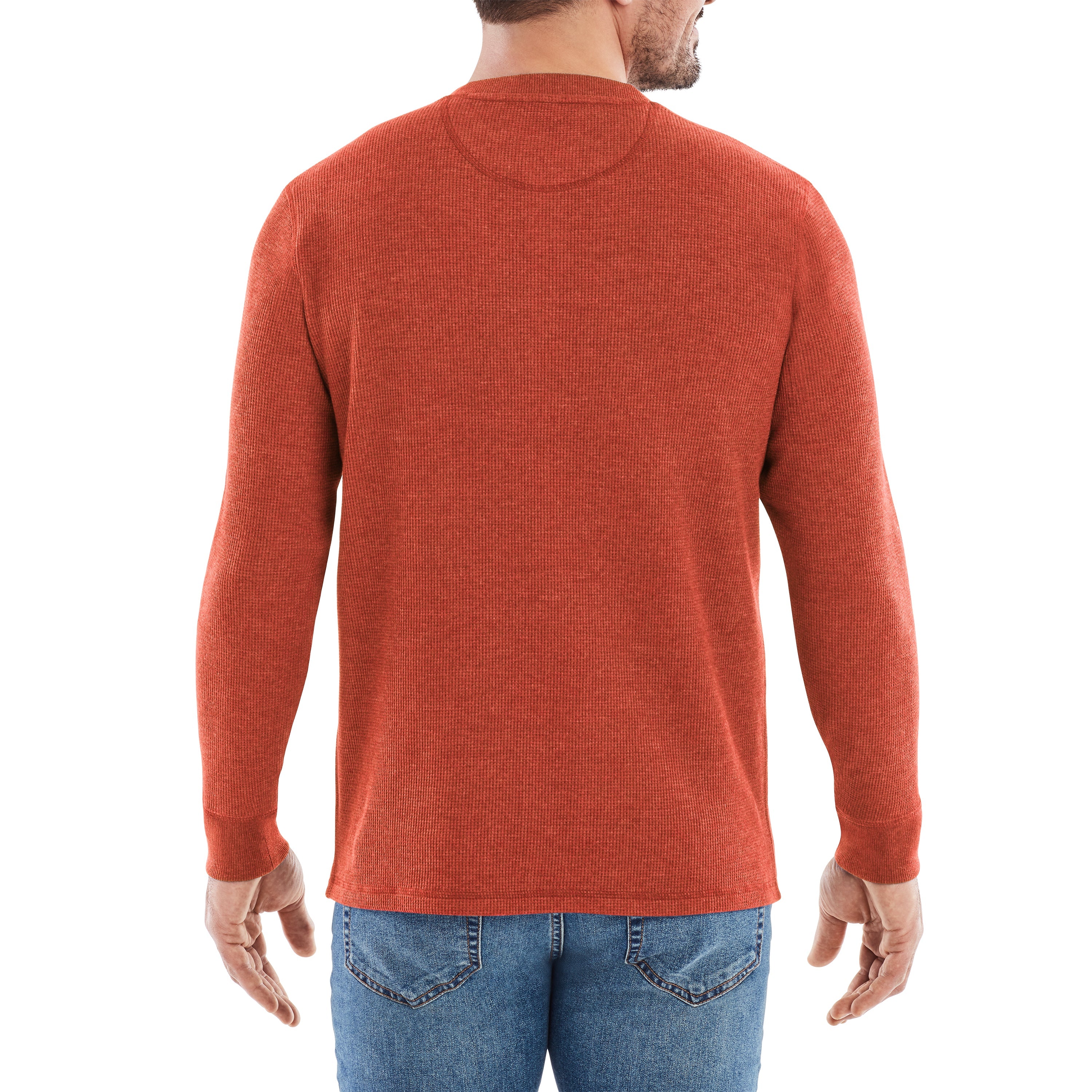 Waffle Knit Thermal Henley With Pocket