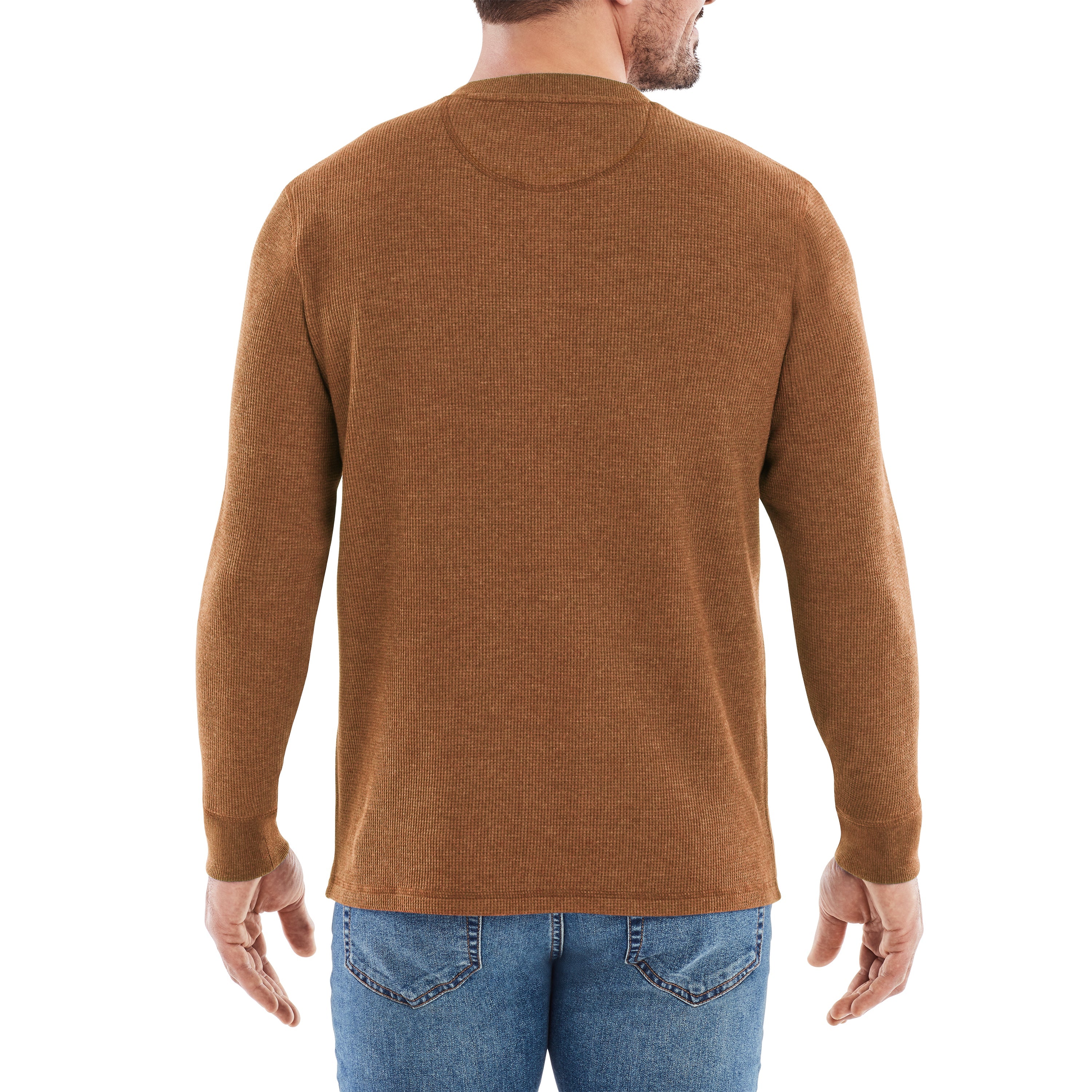 Waffle Knit Thermal Henley With Pocket