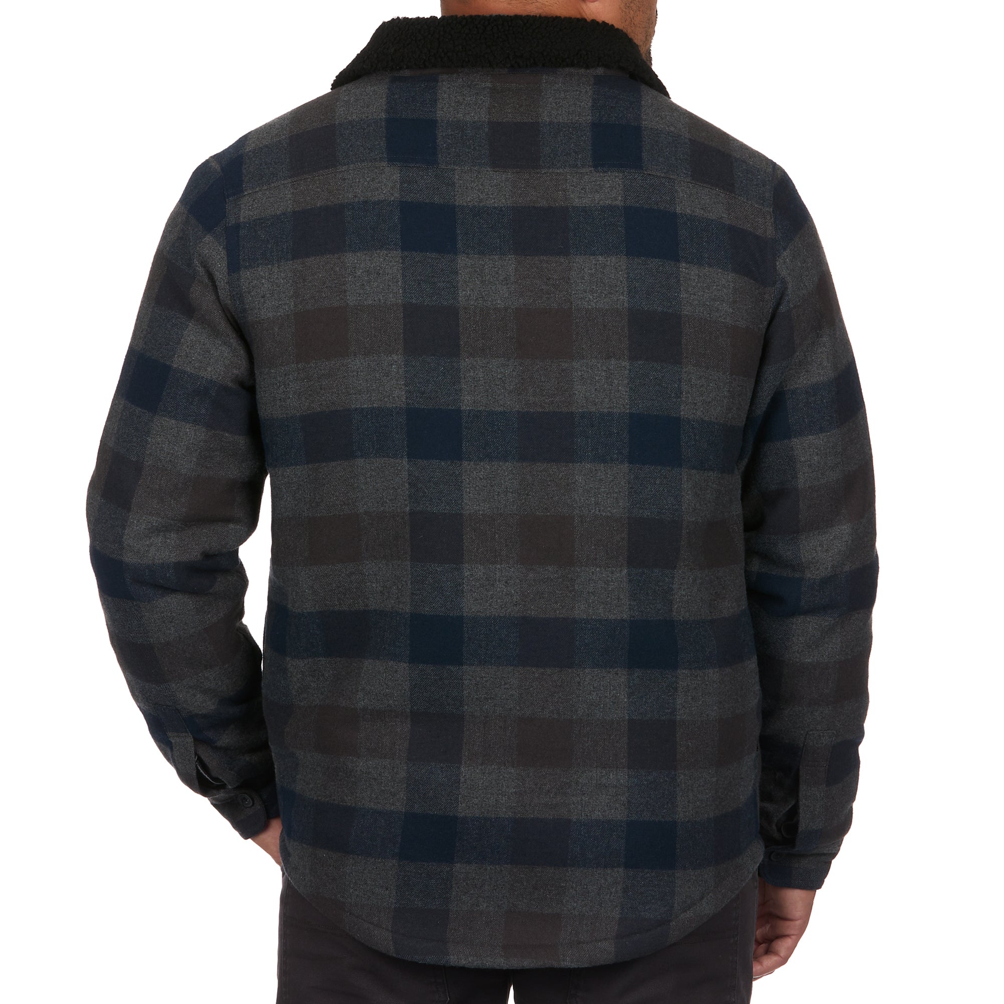 Flannel Shirt Jacket with Sherpa Fleece Lining & Collar