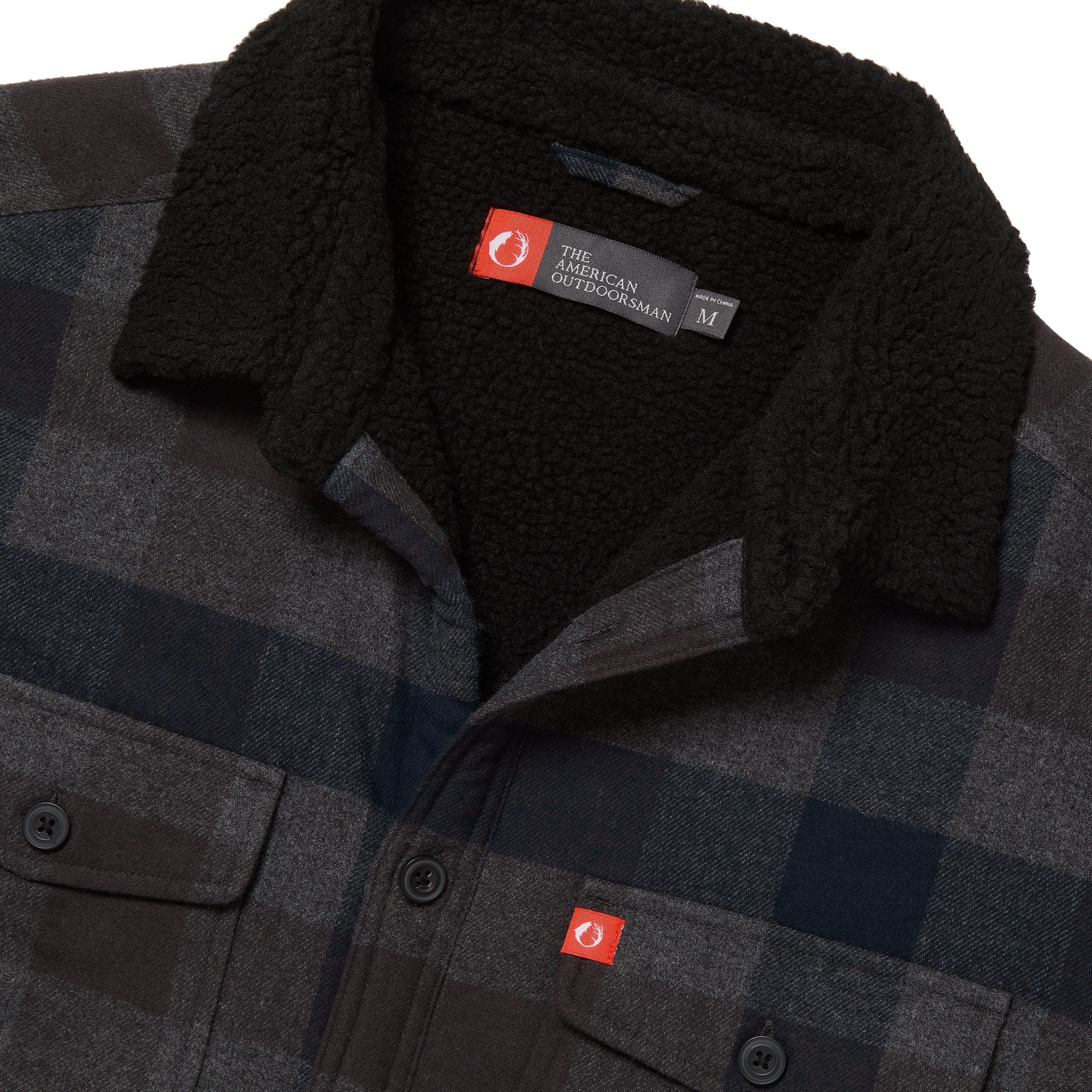 Flannel Shirt Jacket with Sherpa Fleece Lining & Collar