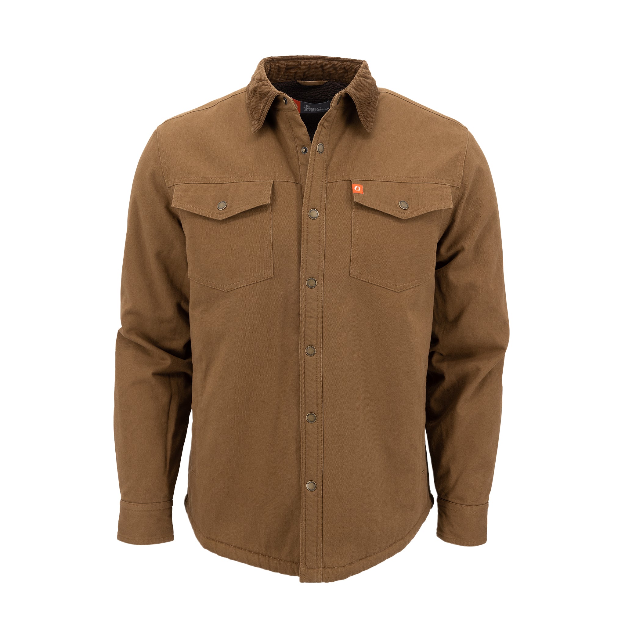 Sherpa Lined Twill Shirt Jacket with Corduroy Collar
