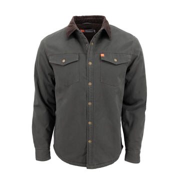 Sherpa Lined Twill Shirt Jacket with Corduroy Collar