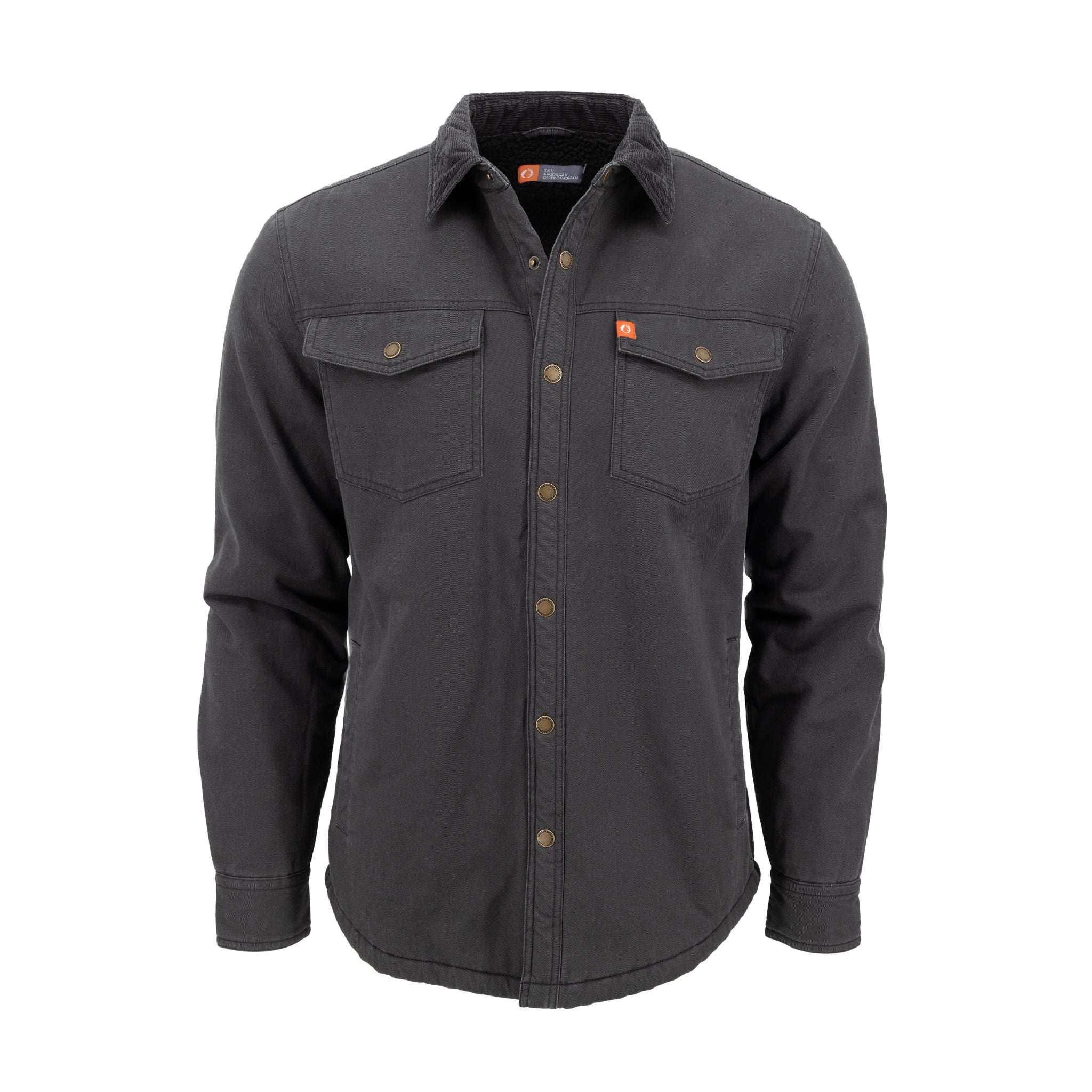 Sherpa Lined Twill Shirt Jacket with Corduroy Collar