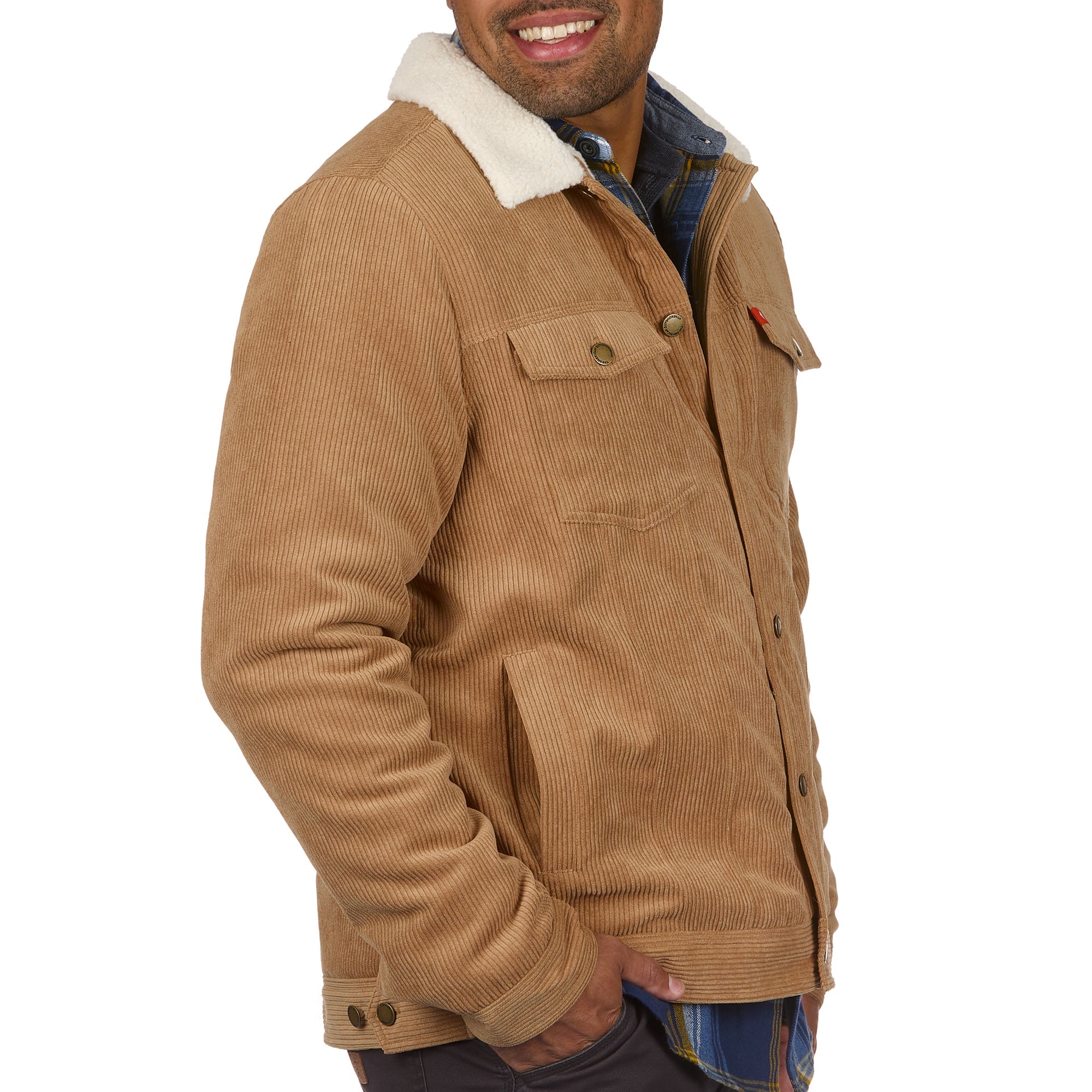 Faux Sheepskin Lined Corduroy Trucker Jacket