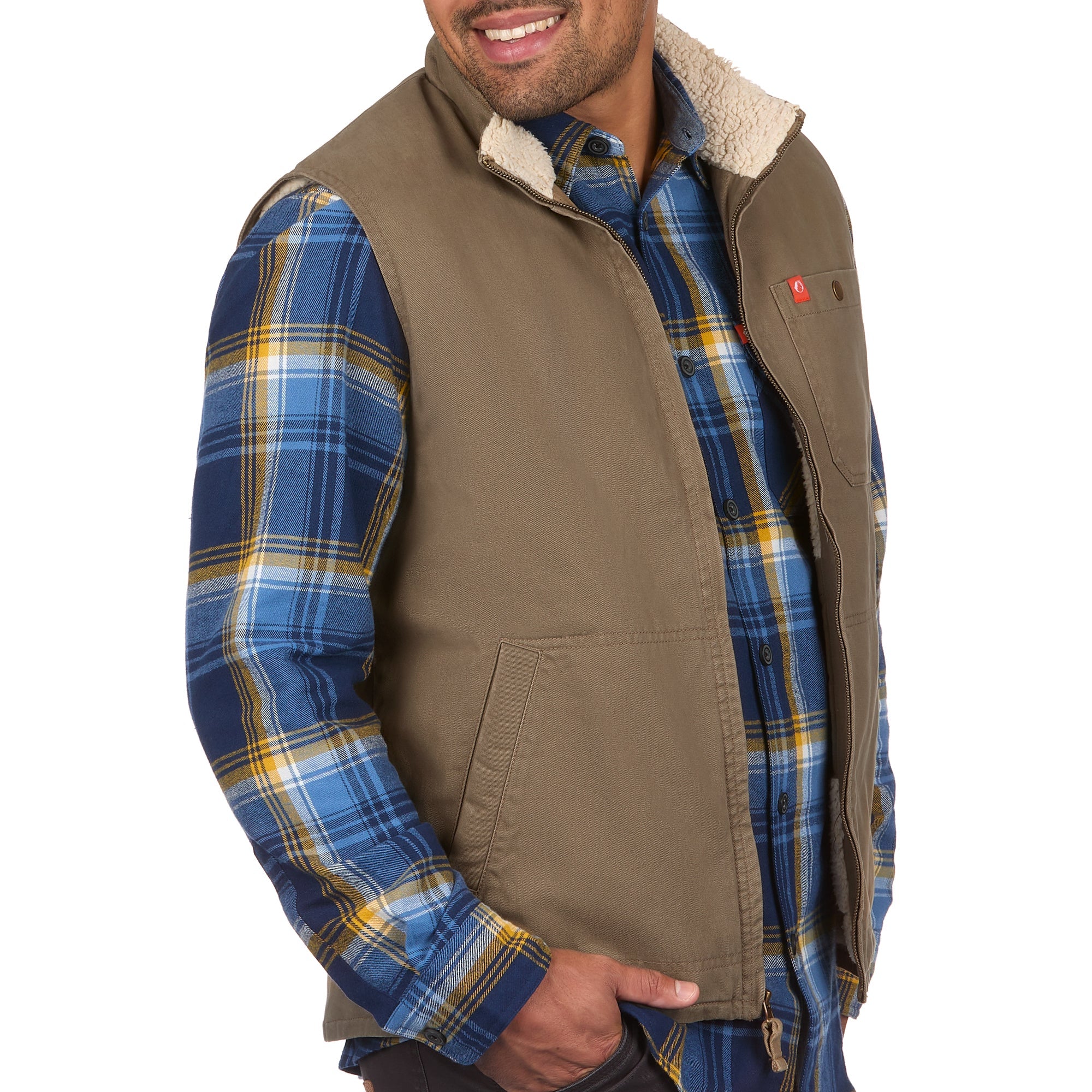 Solid Sherpa Lined Twill Vest