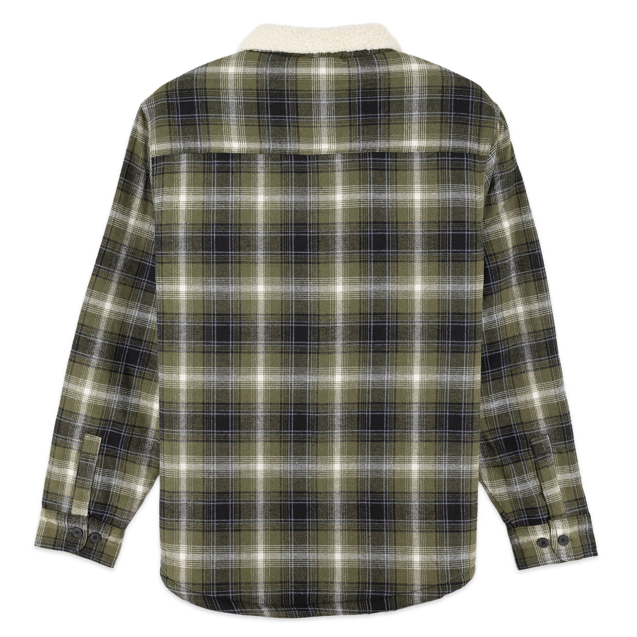 Flannel Shirt Jacket with Sherpa Fleece Lining & Collar