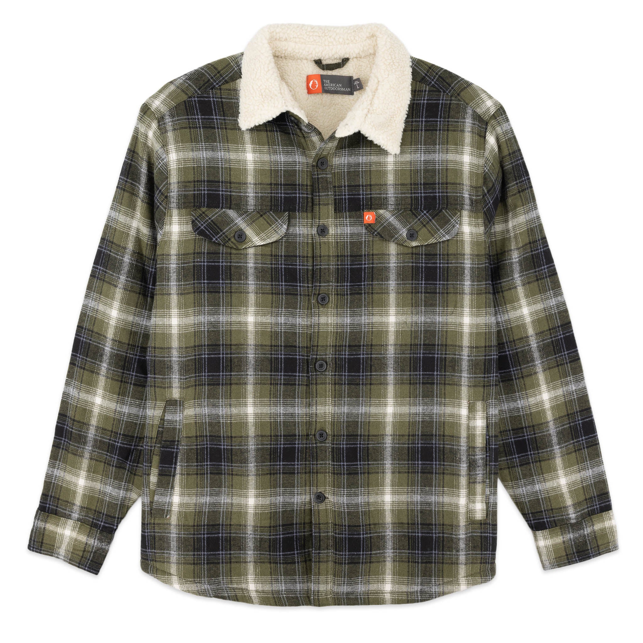 Flannel Shirt Jacket with Sherpa Fleece Lining & Collar