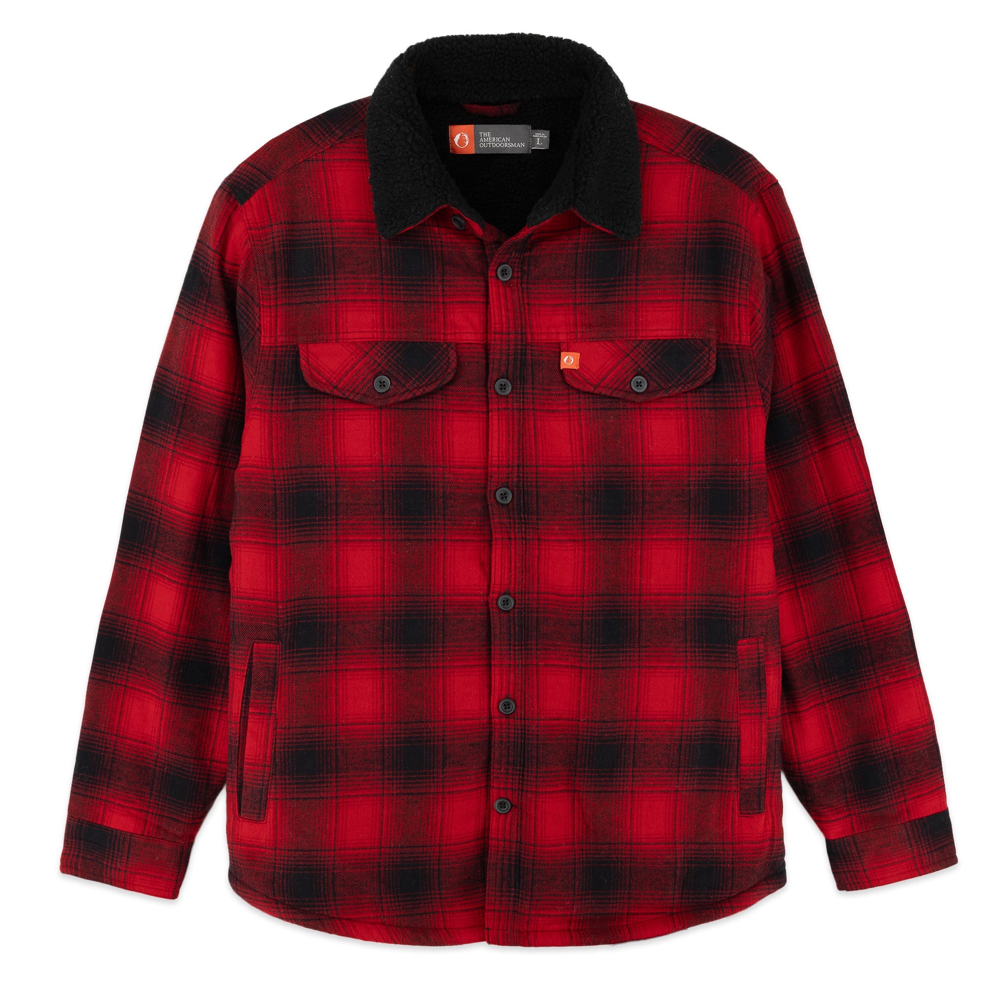 Flannel Shirt Jacket with Sherpa Fleece Lining & Collar
