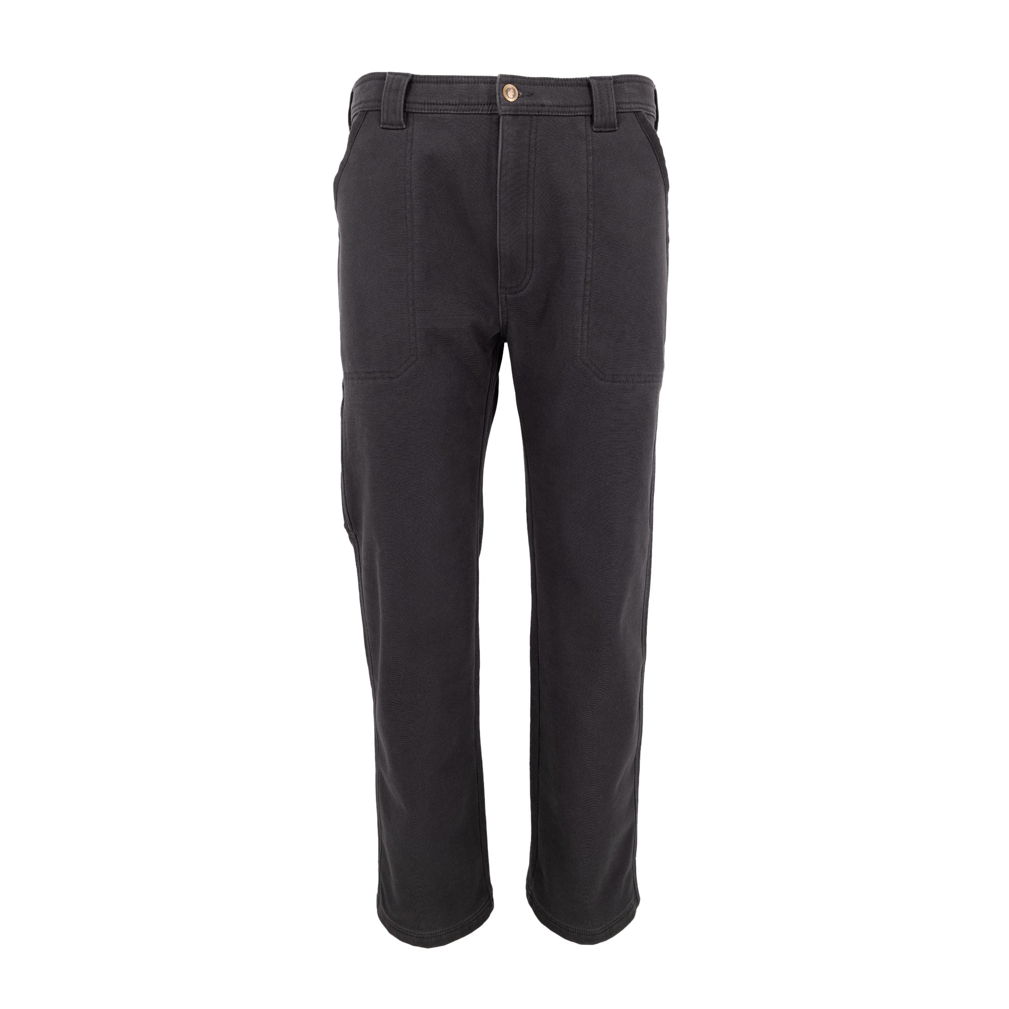 Fleece Bonded Canvas Work Pants with Herringbone Trim