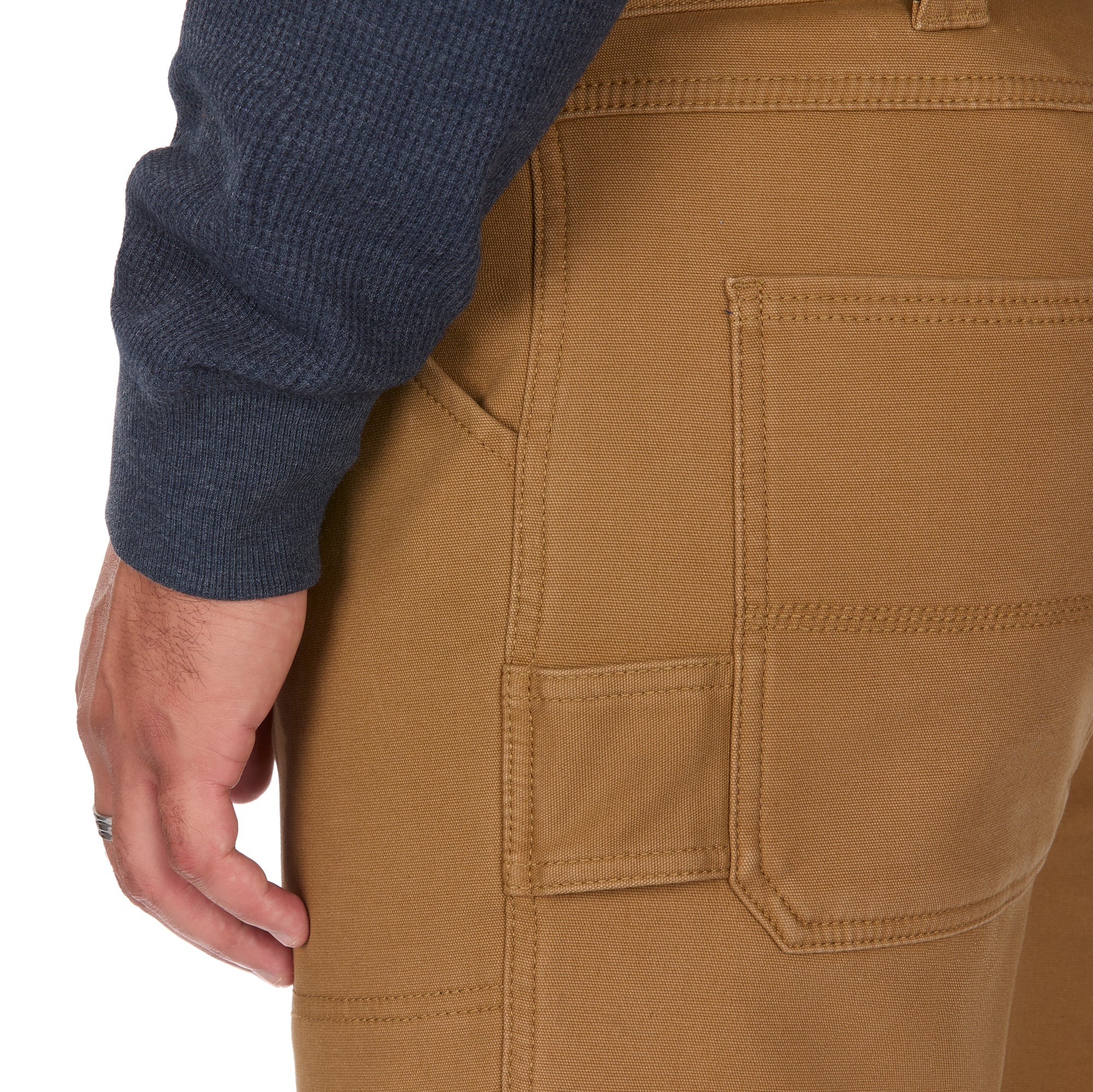 Grid Fleece-Bonded Canvas Pieced Work Pants