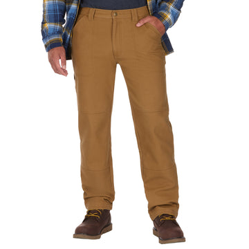 Grid Fleece-Bonded Canvas Pieced Work Pants