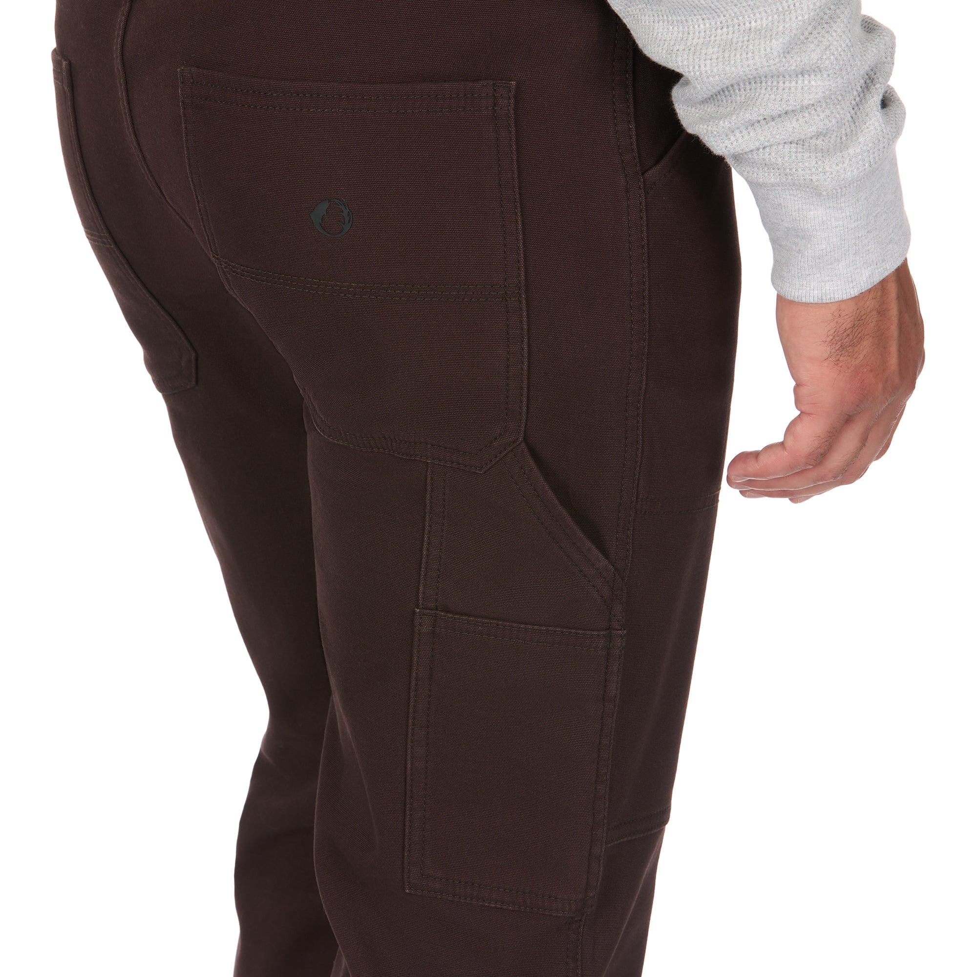 Grid Fleece-Bonded Canvas Pieced Work Pants