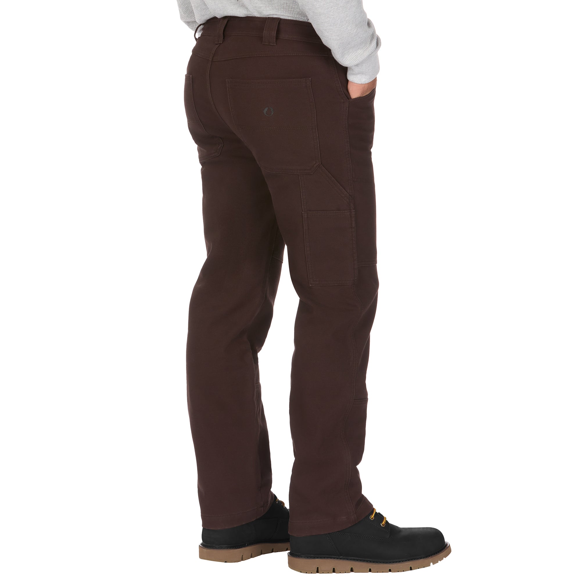 Grid Fleece-Bonded Canvas Pieced Work Pants