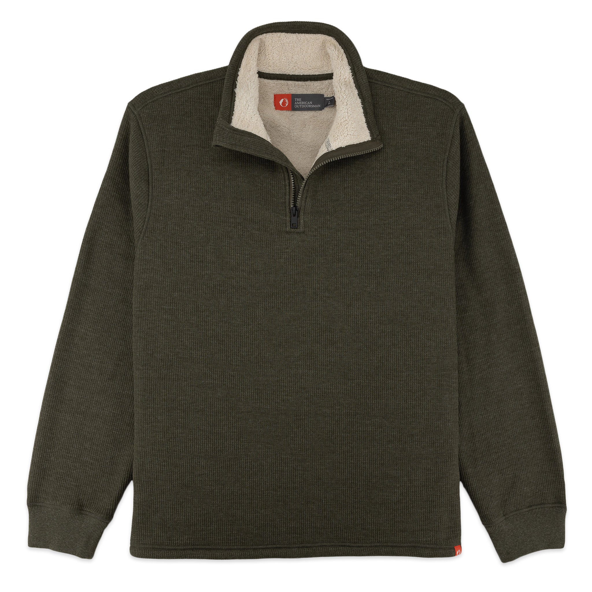 Sherpa Lined Waffle Knit Quarter-Zip Pullover