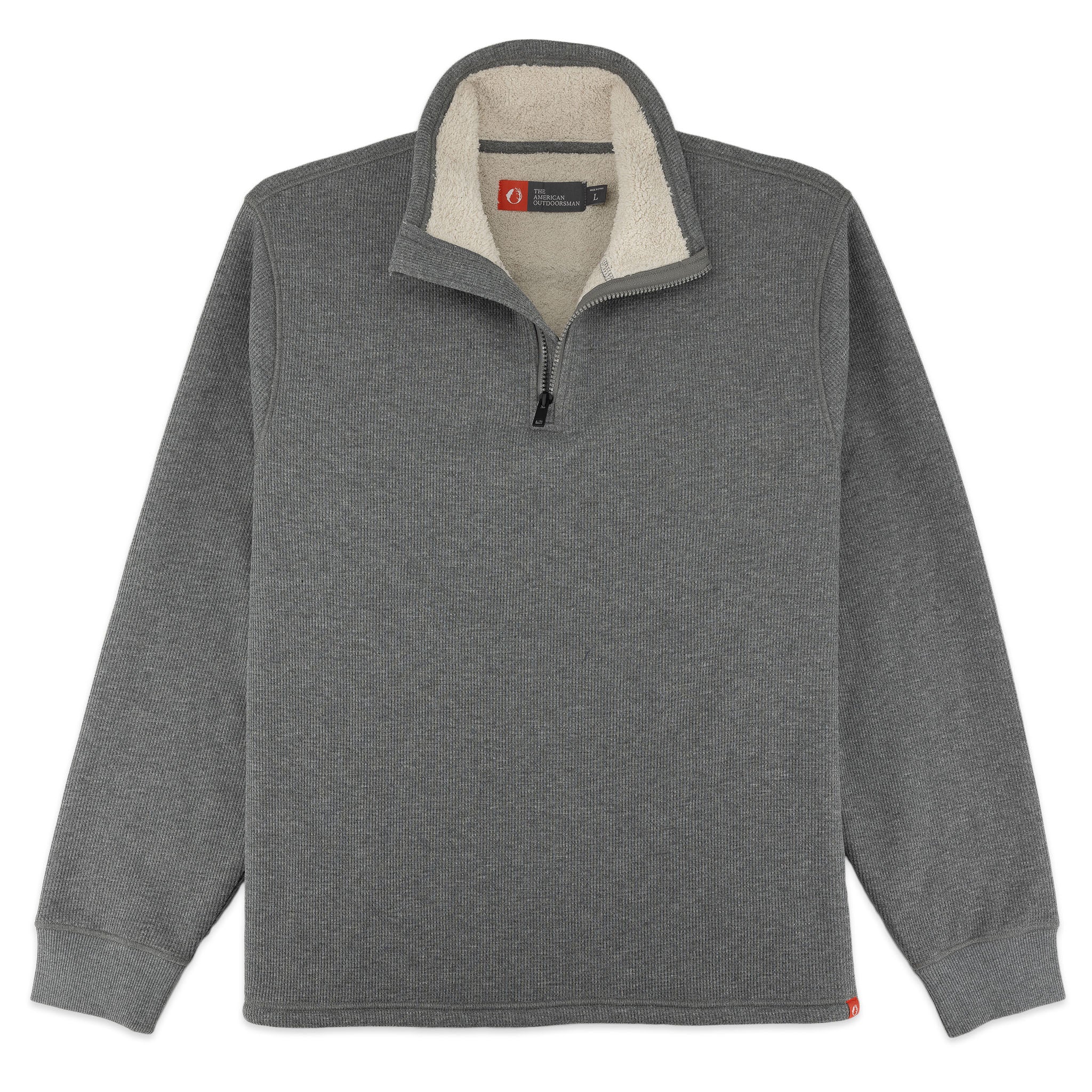 Sherpa Lined Waffle Knit Quarter-Zip Pullover