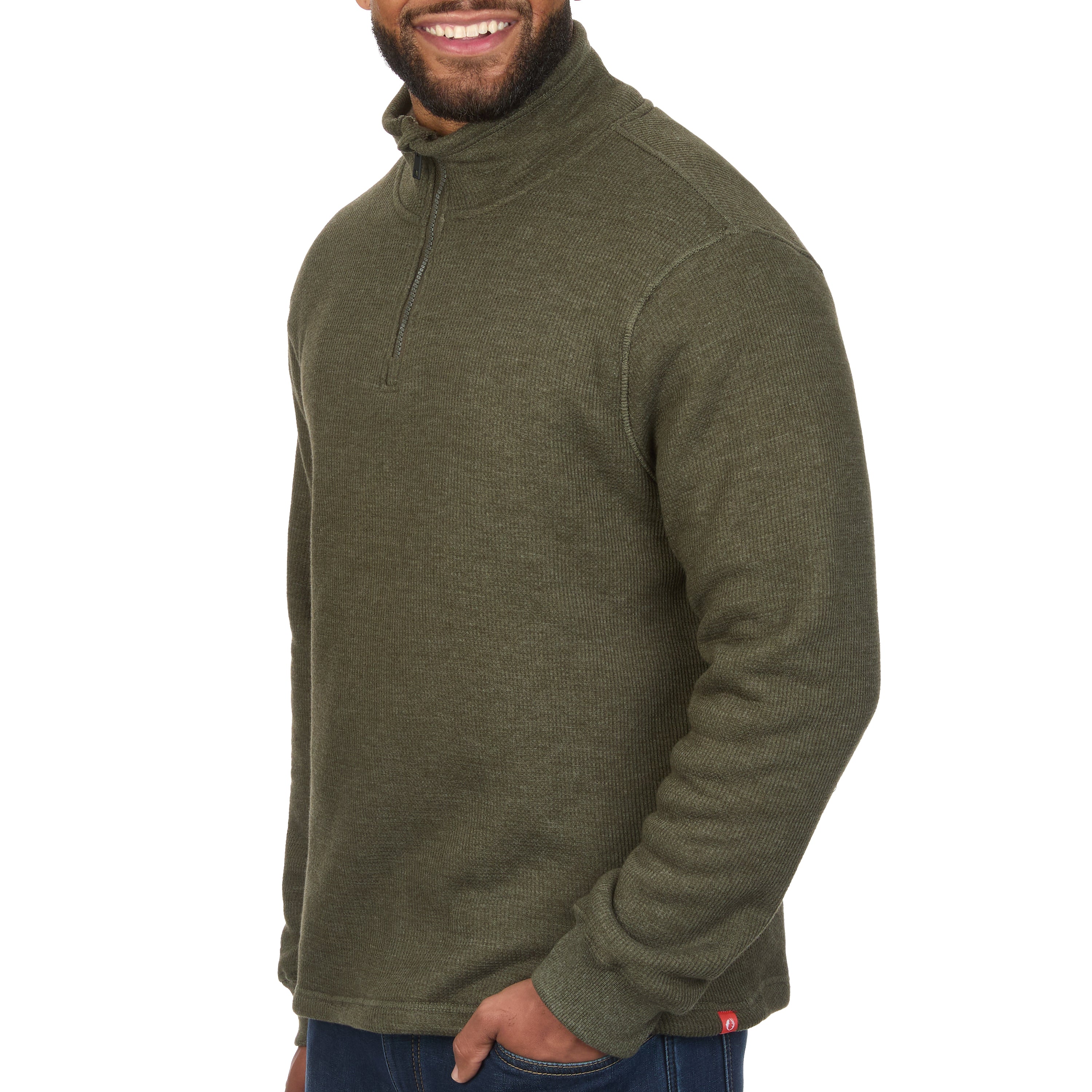 Sherpa Lined Waffle Knit Quarter-Zip Pullover