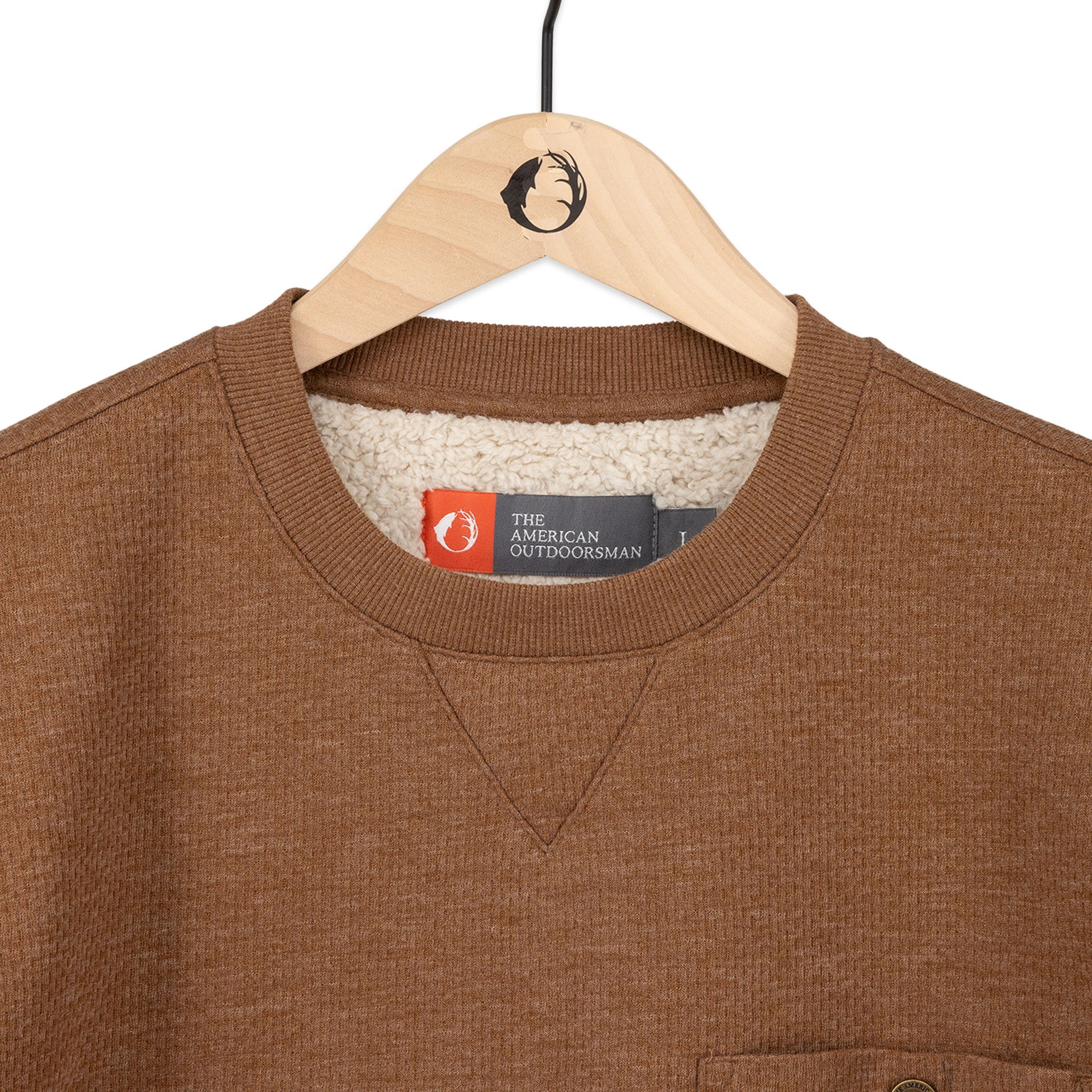 Sherpa Lined Jacquard Mesh Crewneck Sweatshirt