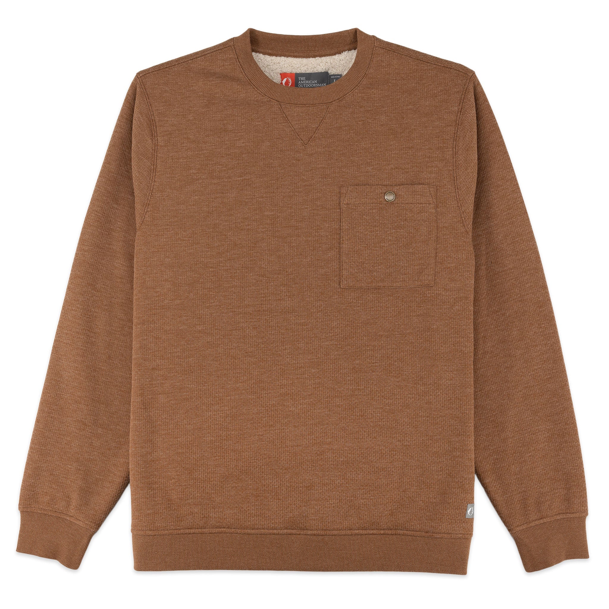 Sherpa Lined Jacquard Mesh Crewneck Sweatshirt