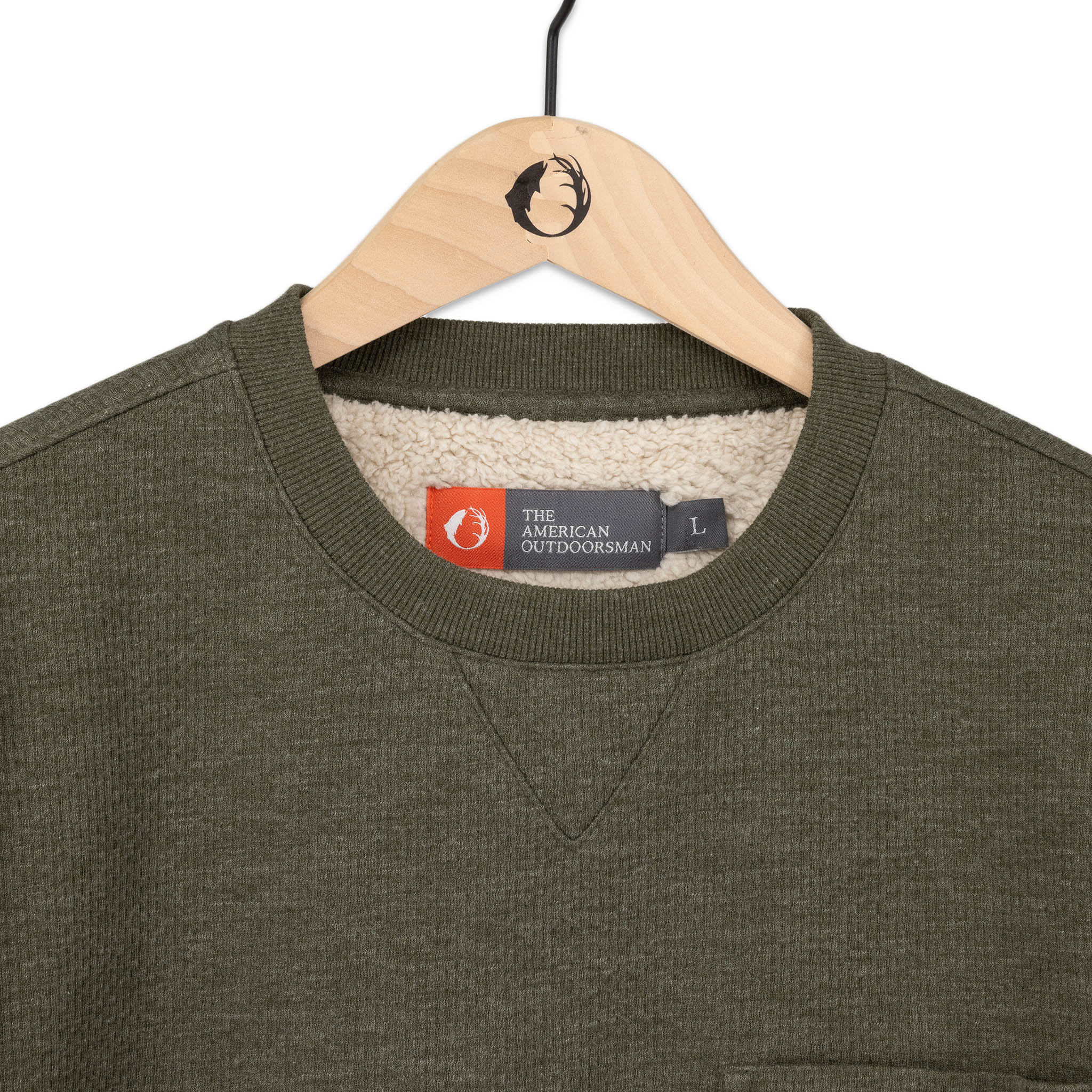 Sherpa Lined Jacquard Mesh Crewneck Sweatshirt