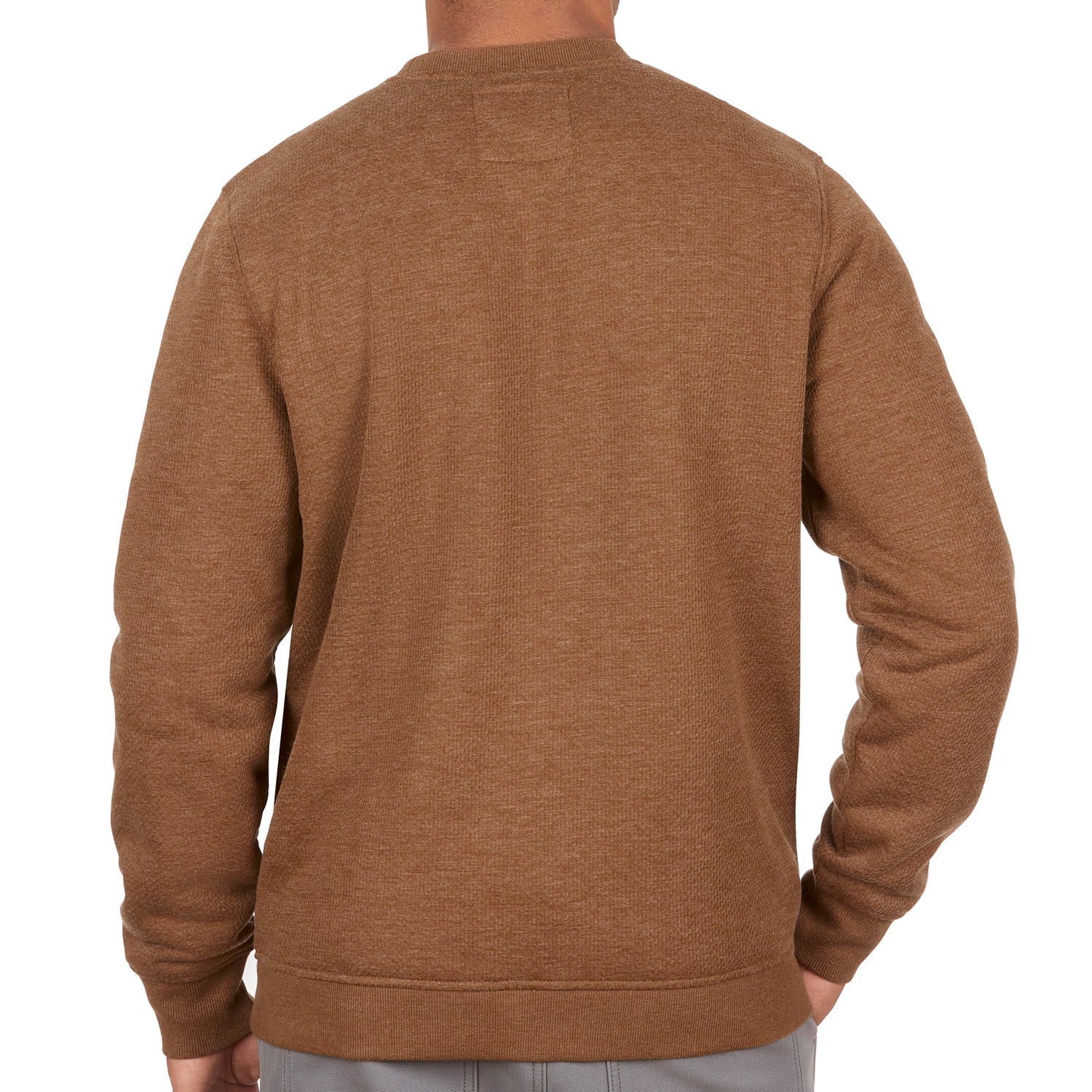 Sherpa Lined Jacquard Mesh Crewneck Sweatshirt