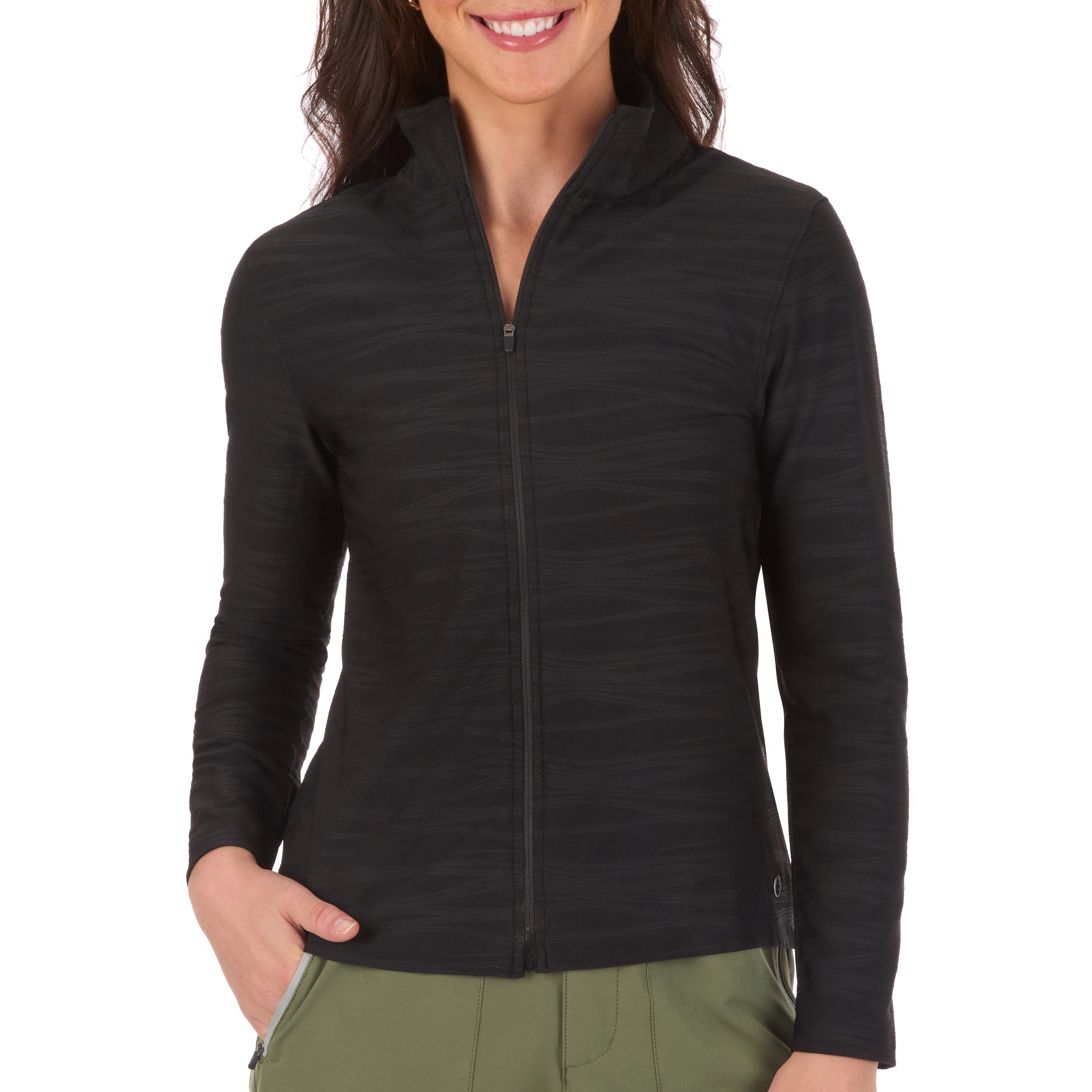Women's Pintuck Jacquard Textured Full-Zip