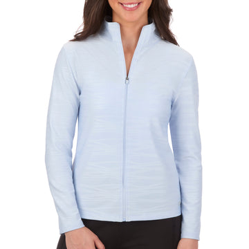 Women's Pintuck Jacquard Textured Full-Zip