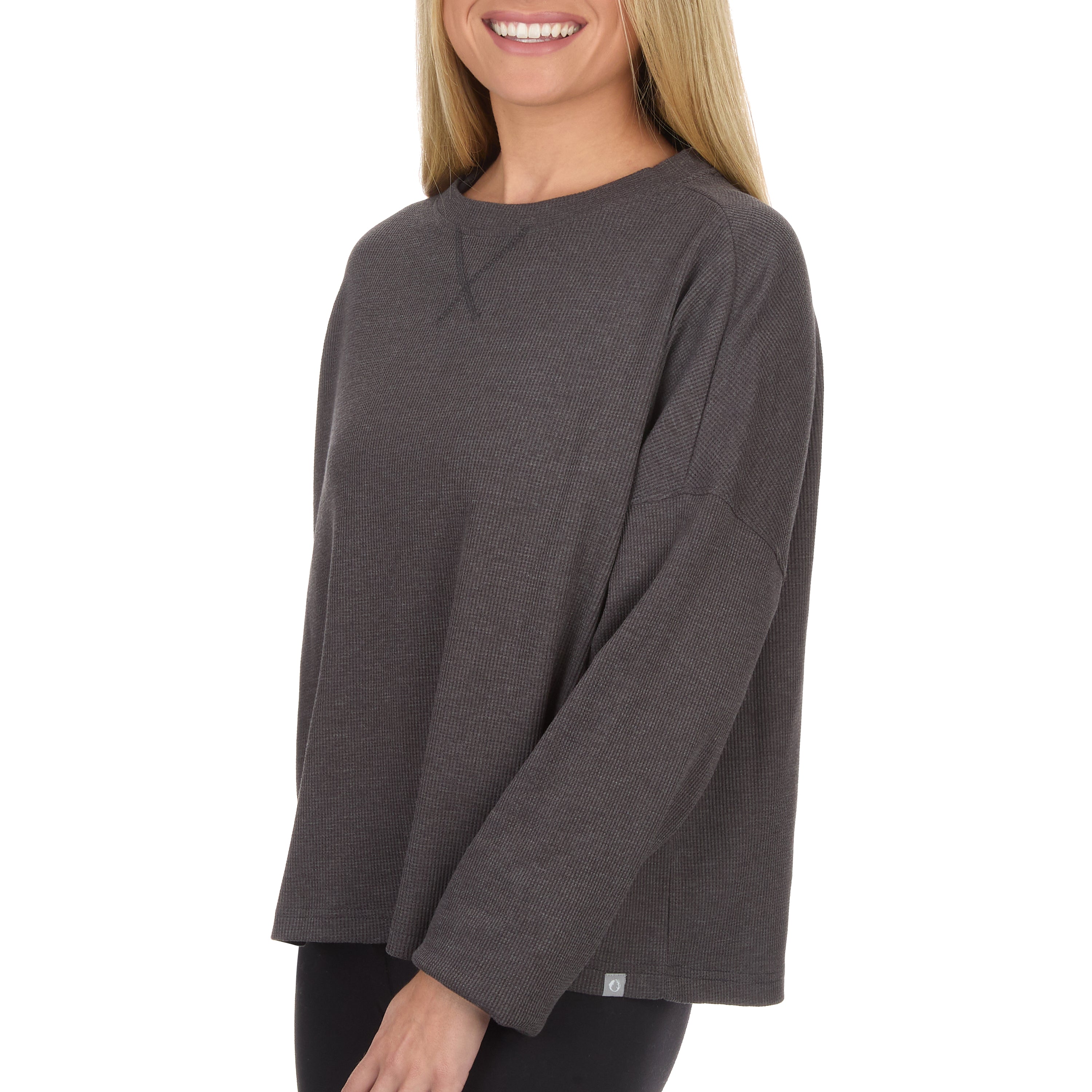 Women's Boxy Cropped Waffle Knit Shirt
