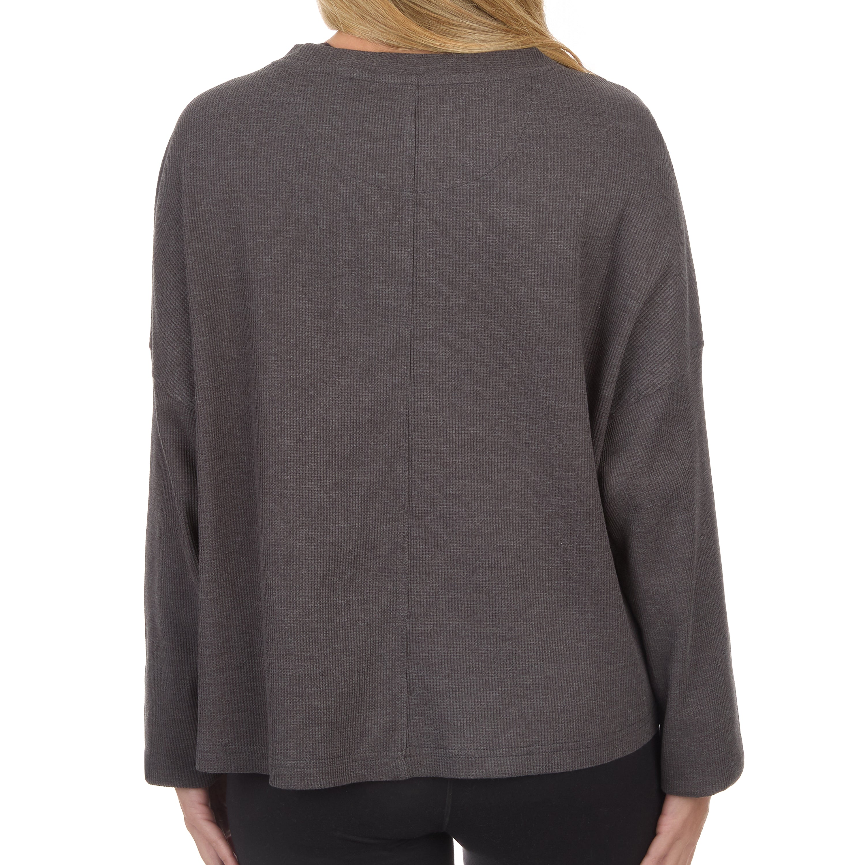 Women's Boxy Cropped Waffle Knit Shirt