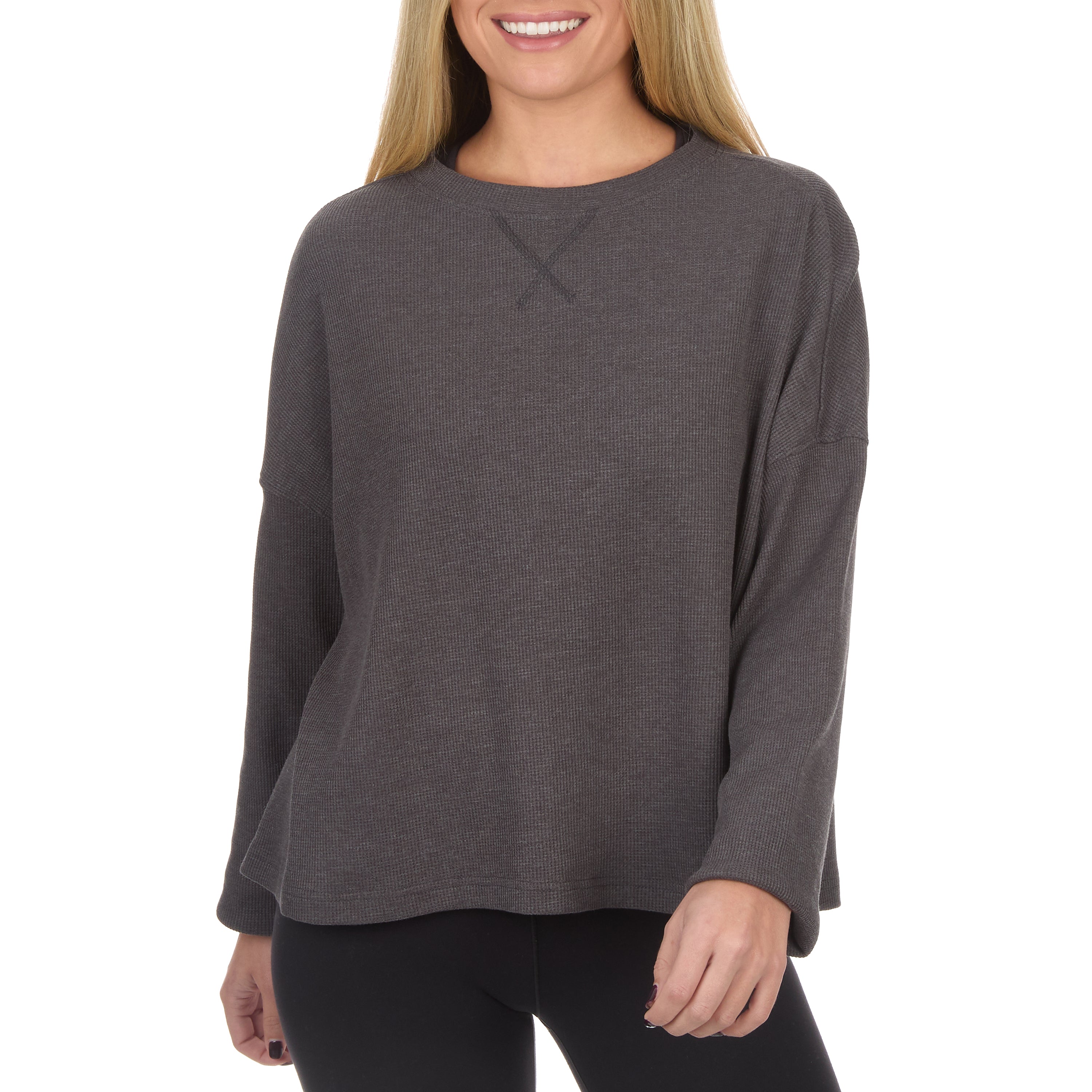 Women's Boxy Cropped Waffle Knit Shirt