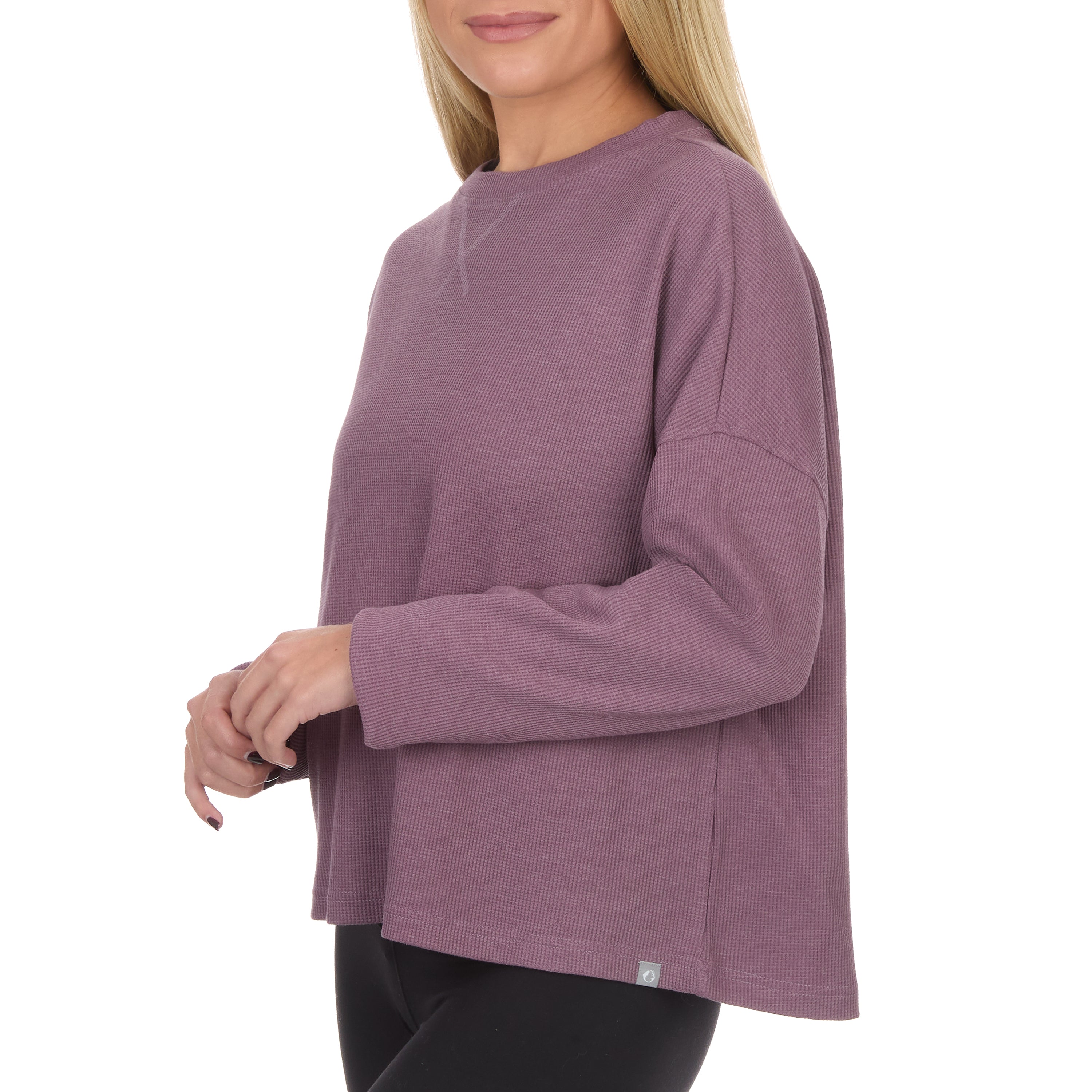 Women's Boxy Cropped Waffle Knit Shirt