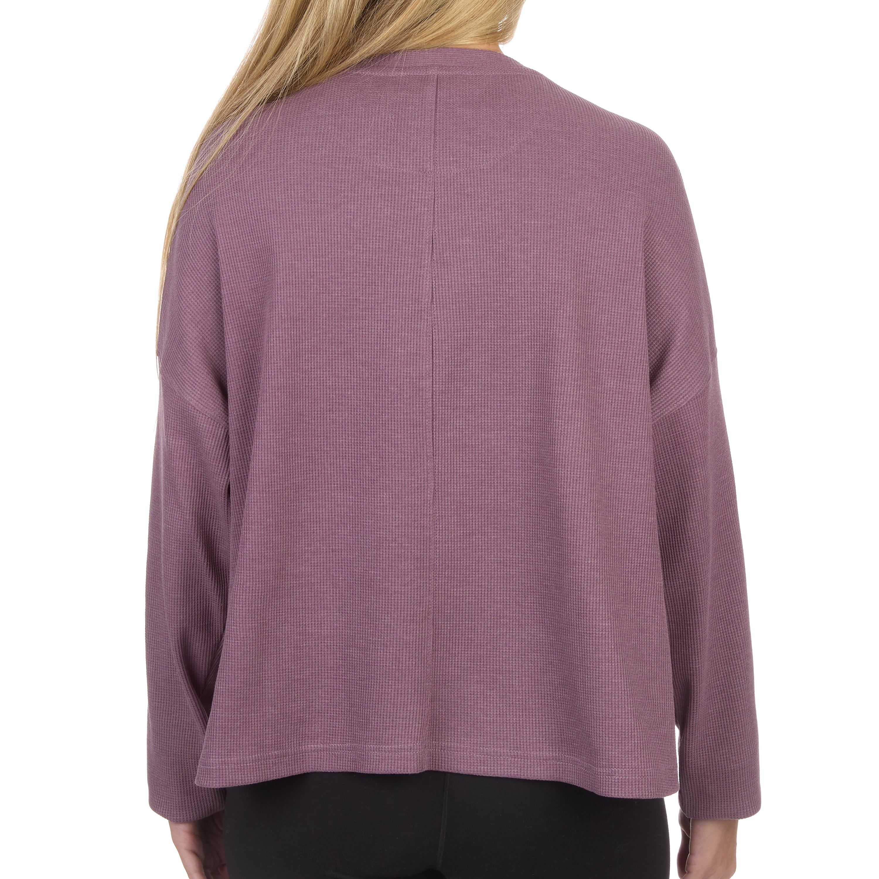 Women's Boxy Cropped Waffle Knit Shirt