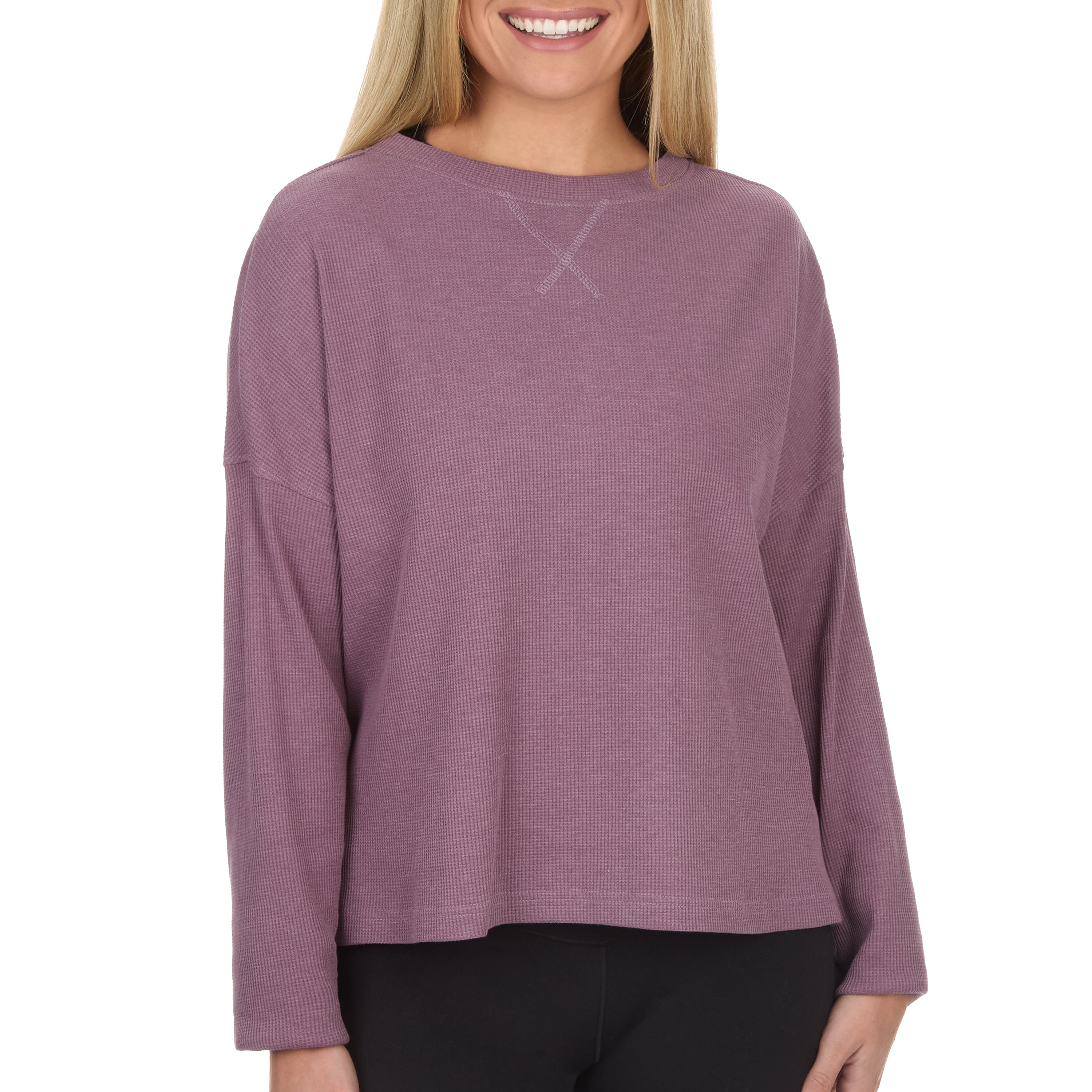 Women's Boxy Cropped Waffle Knit Shirt