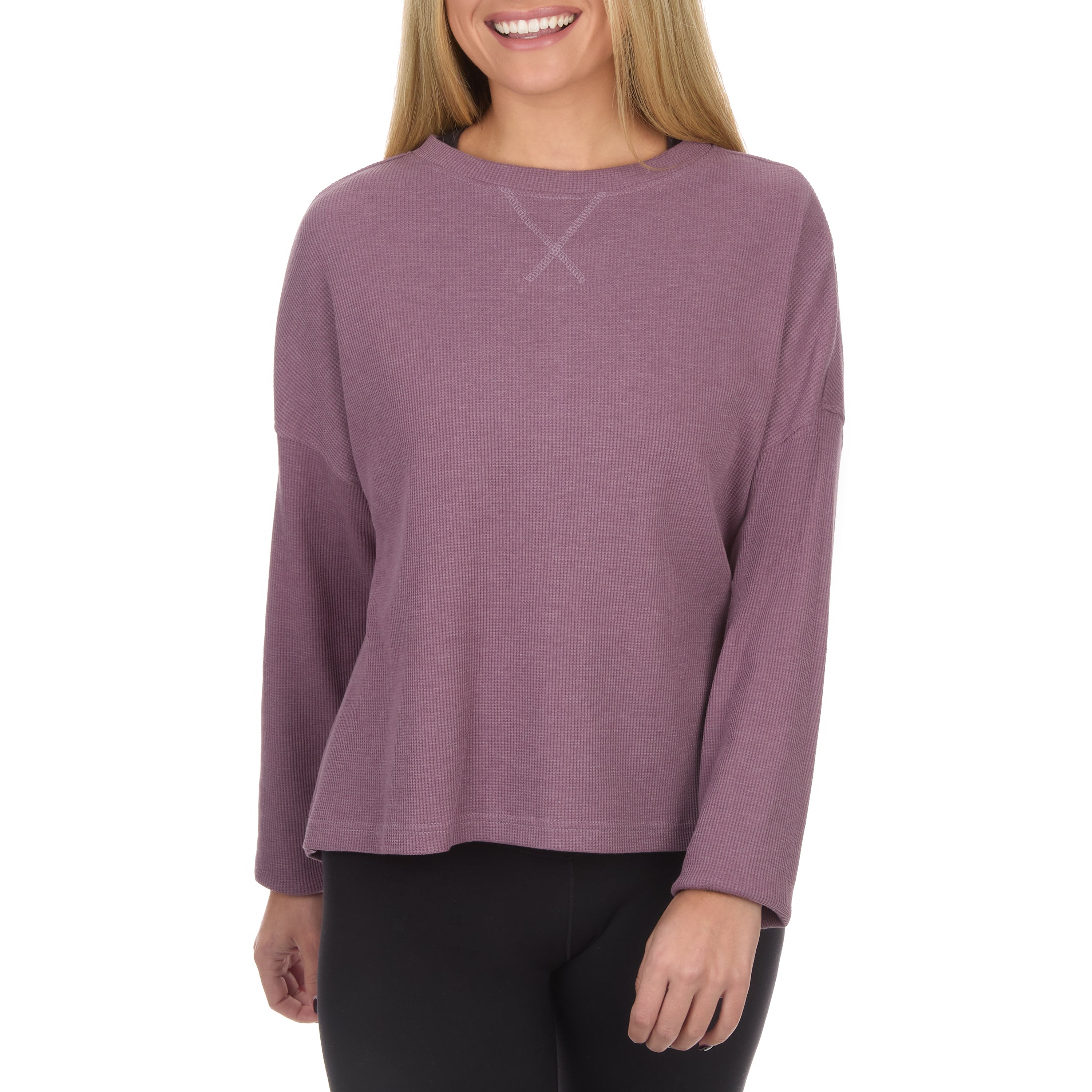 Women's Boxy Cropped Waffle Knit Shirt