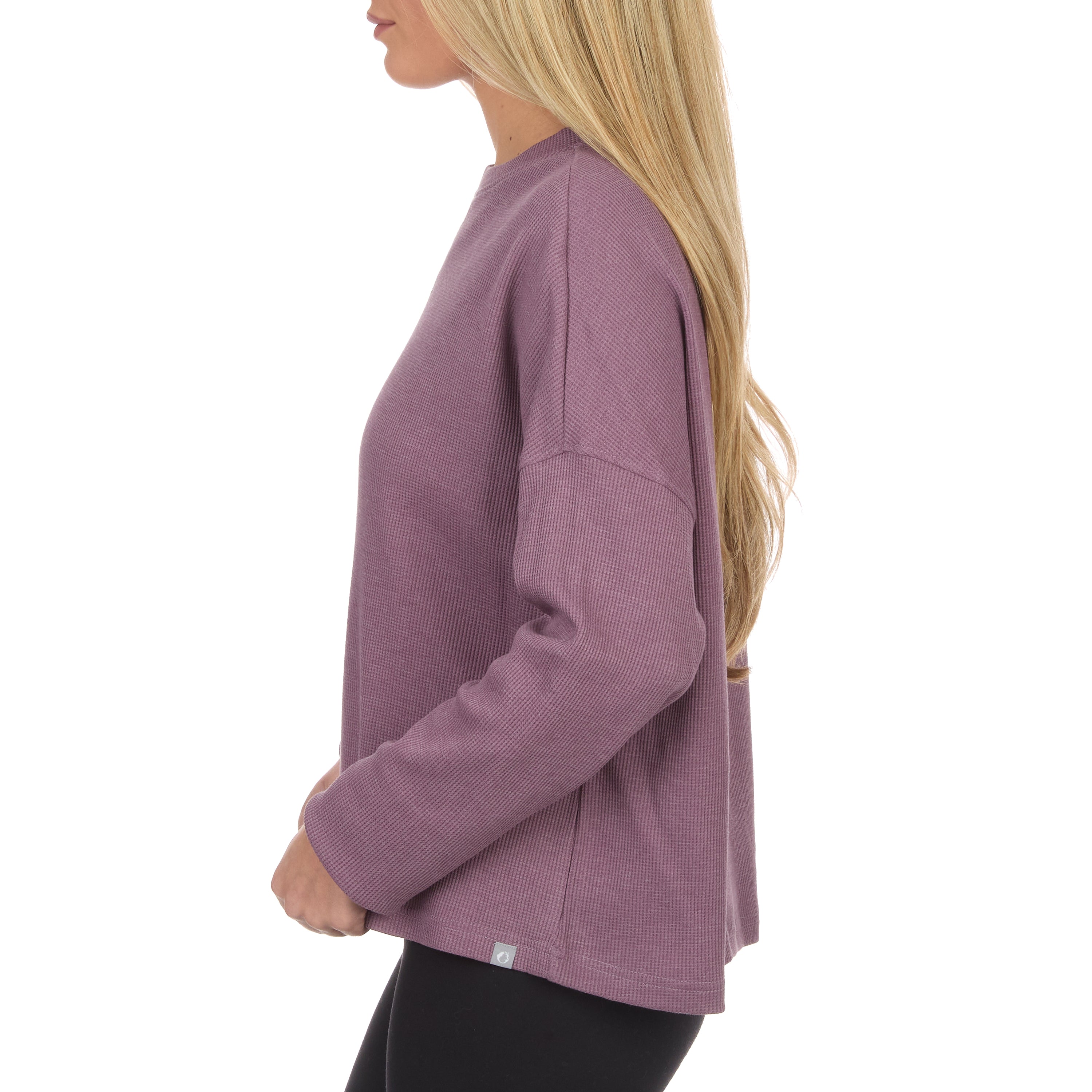 Women's Boxy Cropped Waffle Knit Shirt