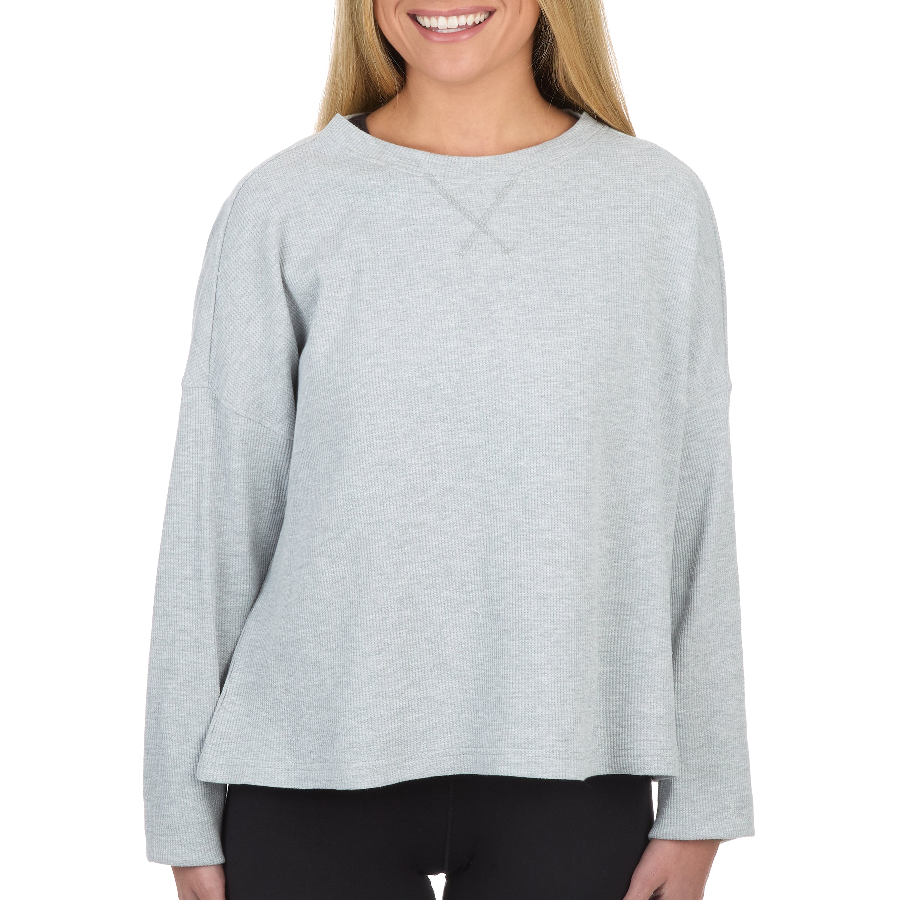 Women's Boxy Cropped Waffle Knit Shirt