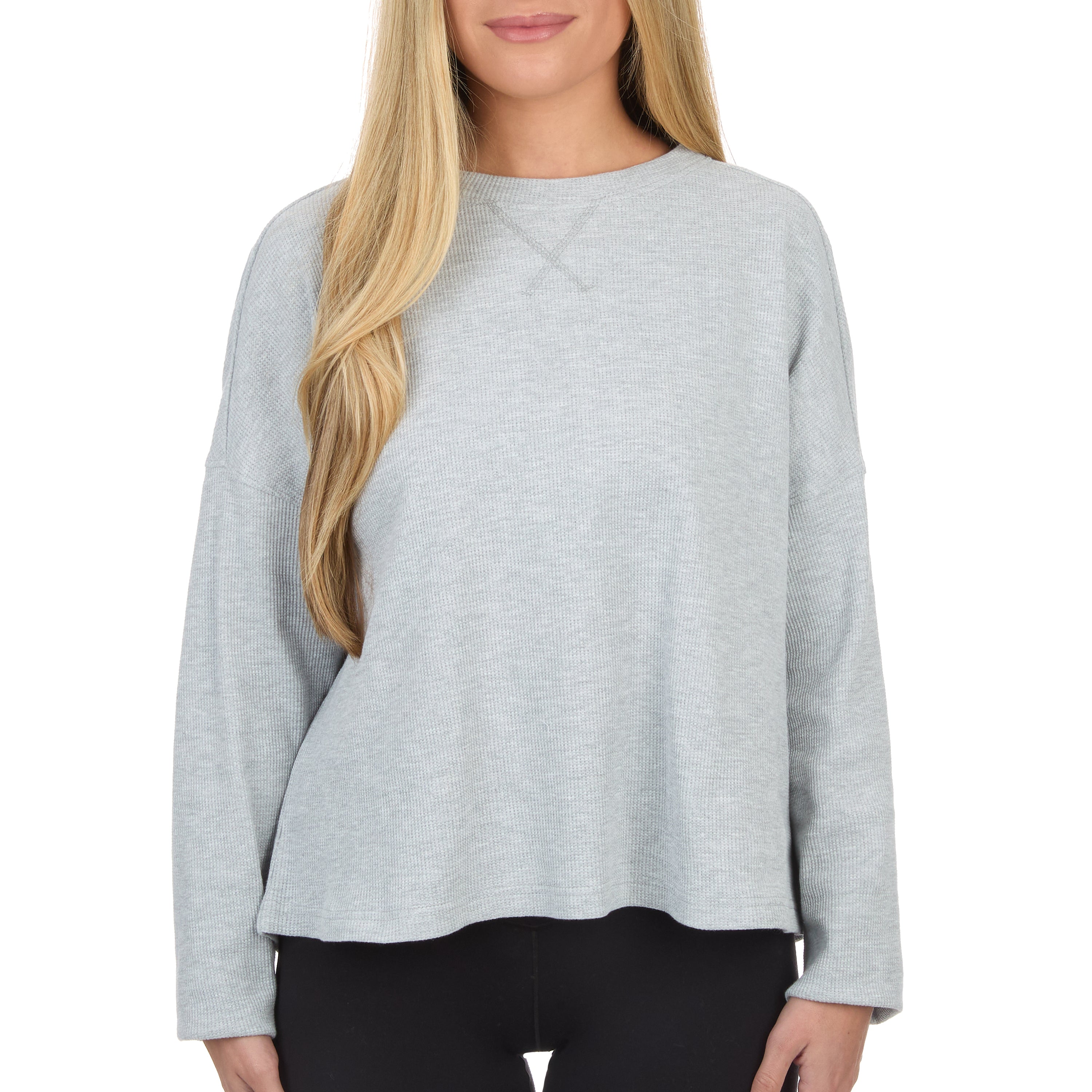 Women's Boxy Cropped Waffle Knit Shirt