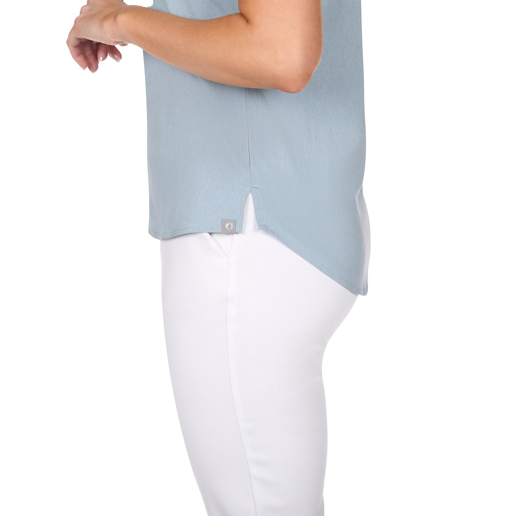 Women's Sleeveless Collared Half-Button Shirt