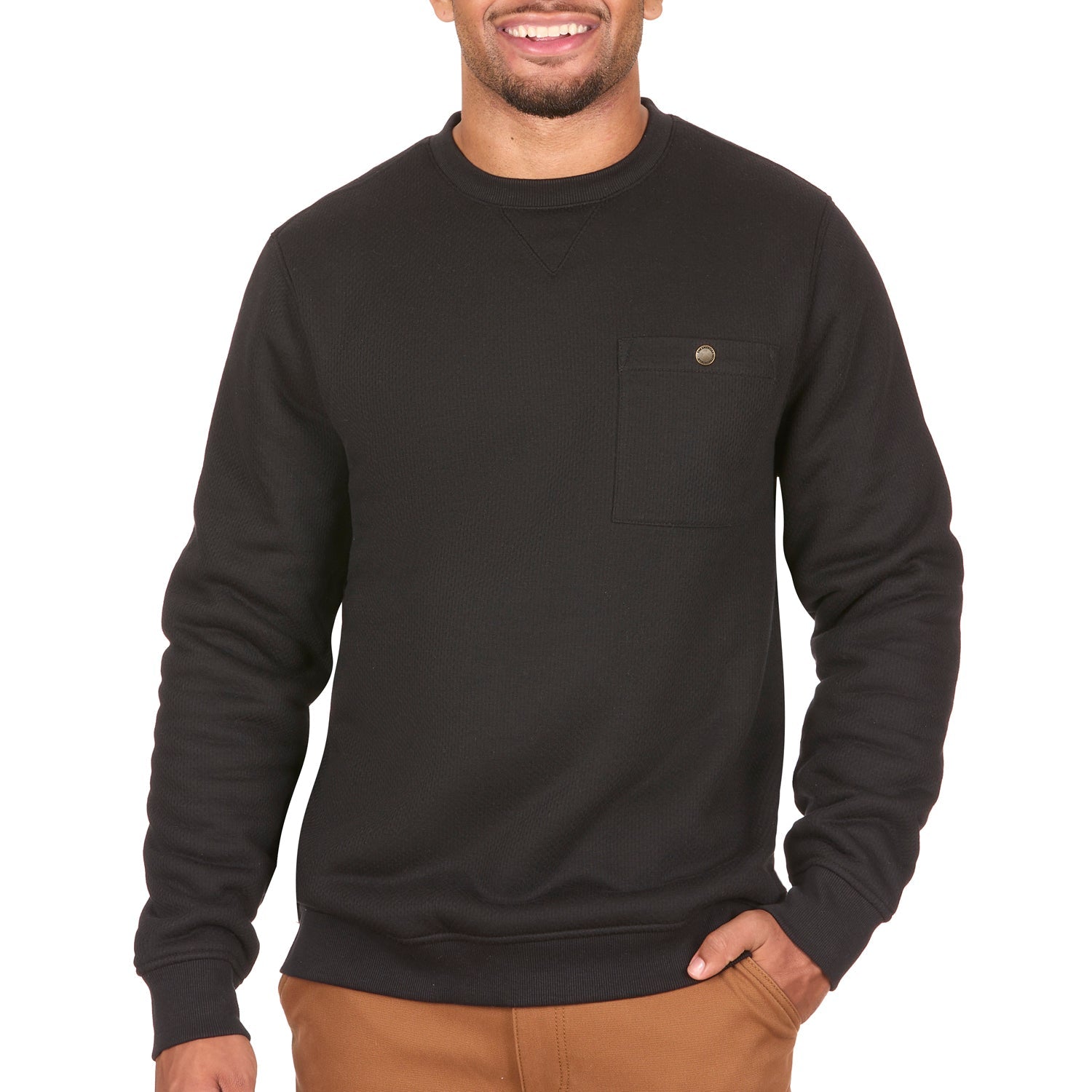 Sherpa Lined Jacquard Mesh Crewneck Sweatshirt