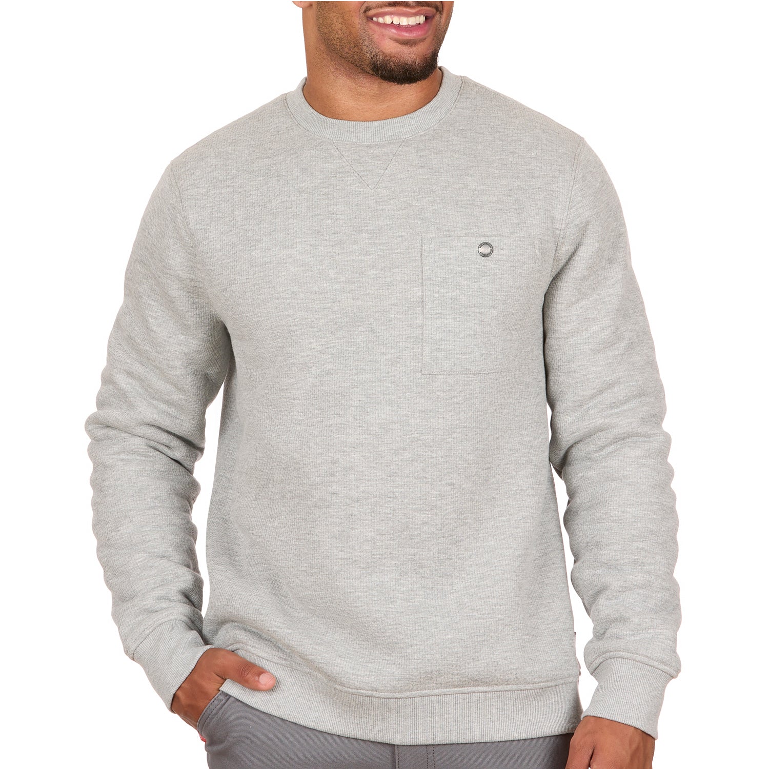Sherpa Lined Jacquard Mesh Crewneck Sweatshirt