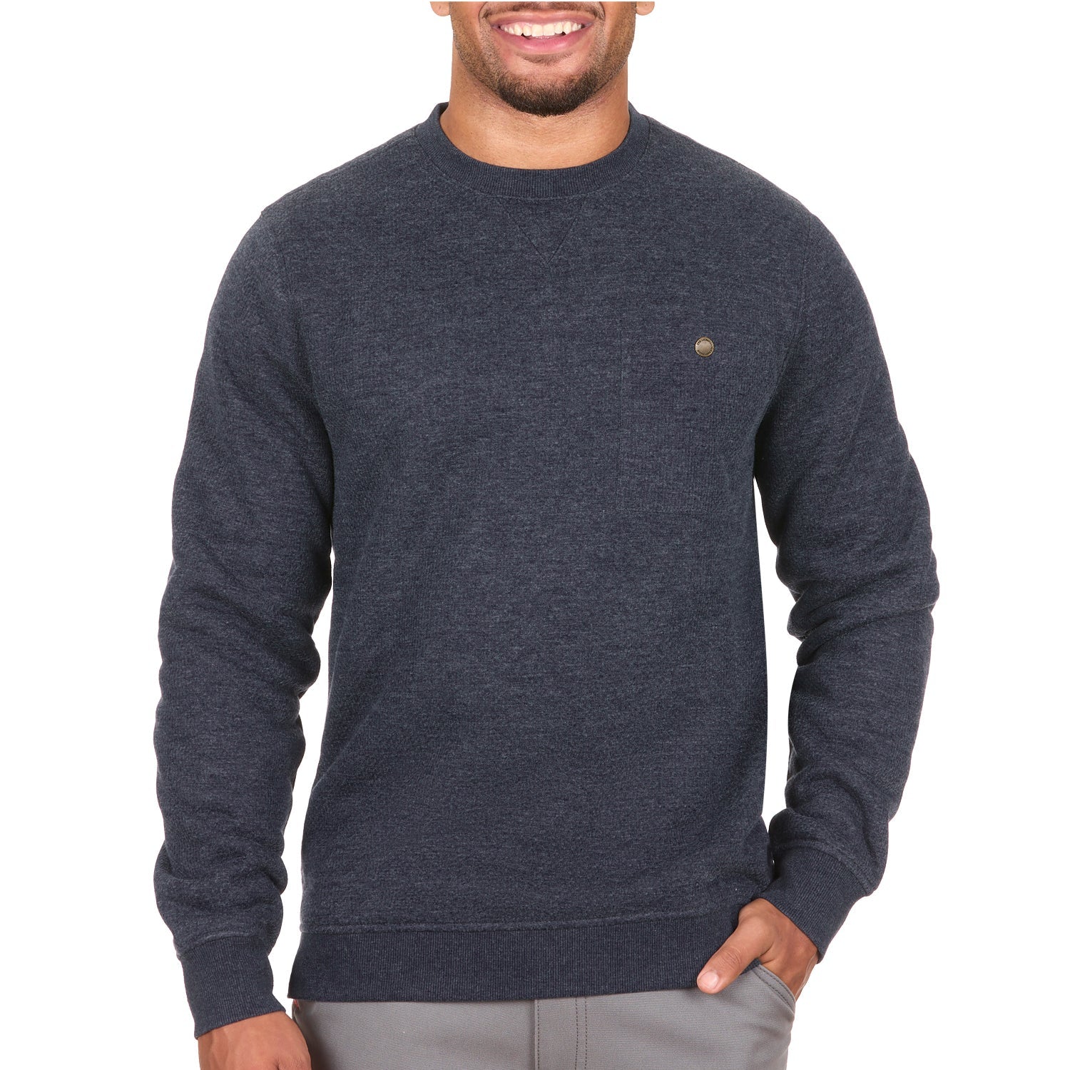 Sherpa Lined Jacquard Mesh Crewneck Sweatshirt