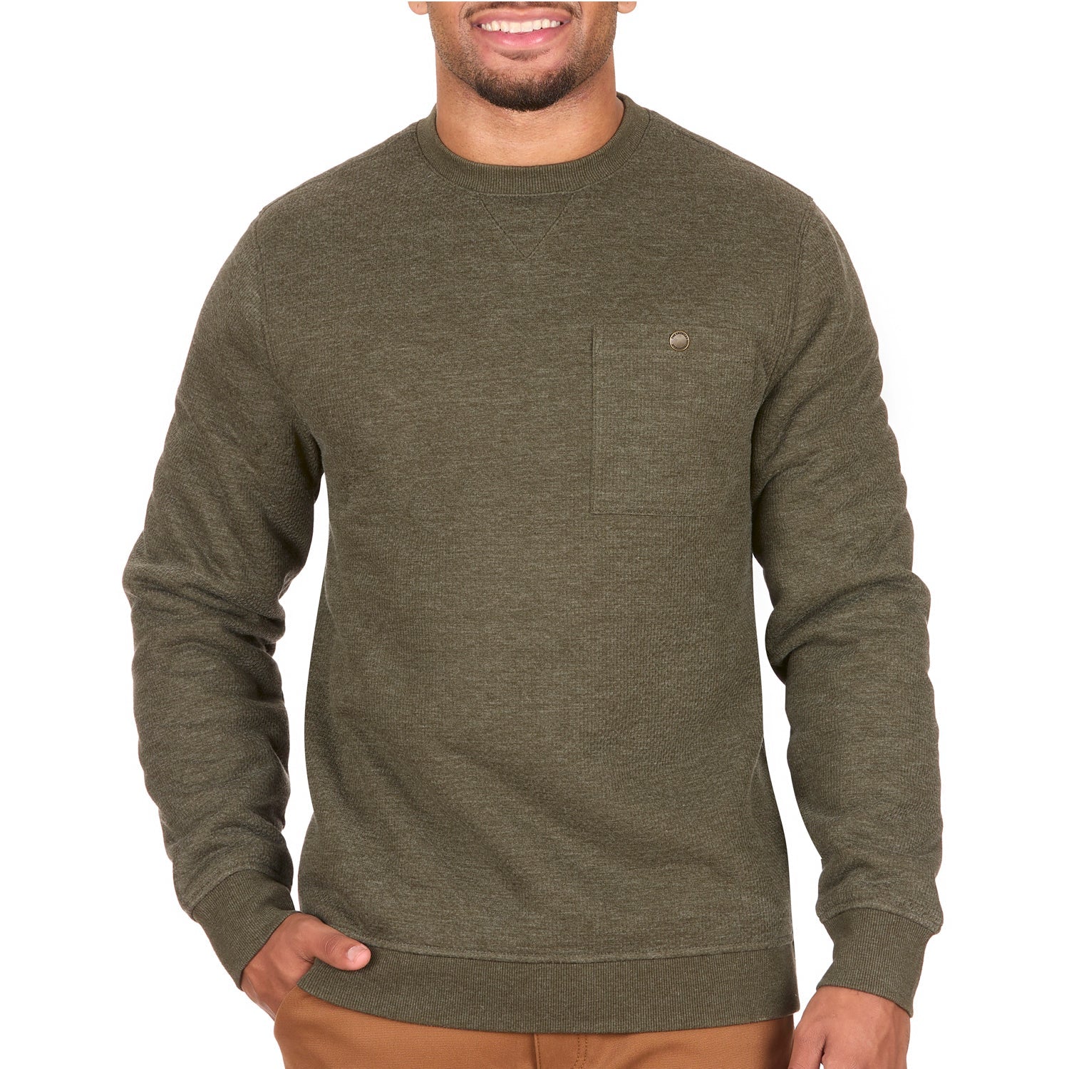 Sherpa Lined Jacquard Mesh Crewneck Sweatshirt