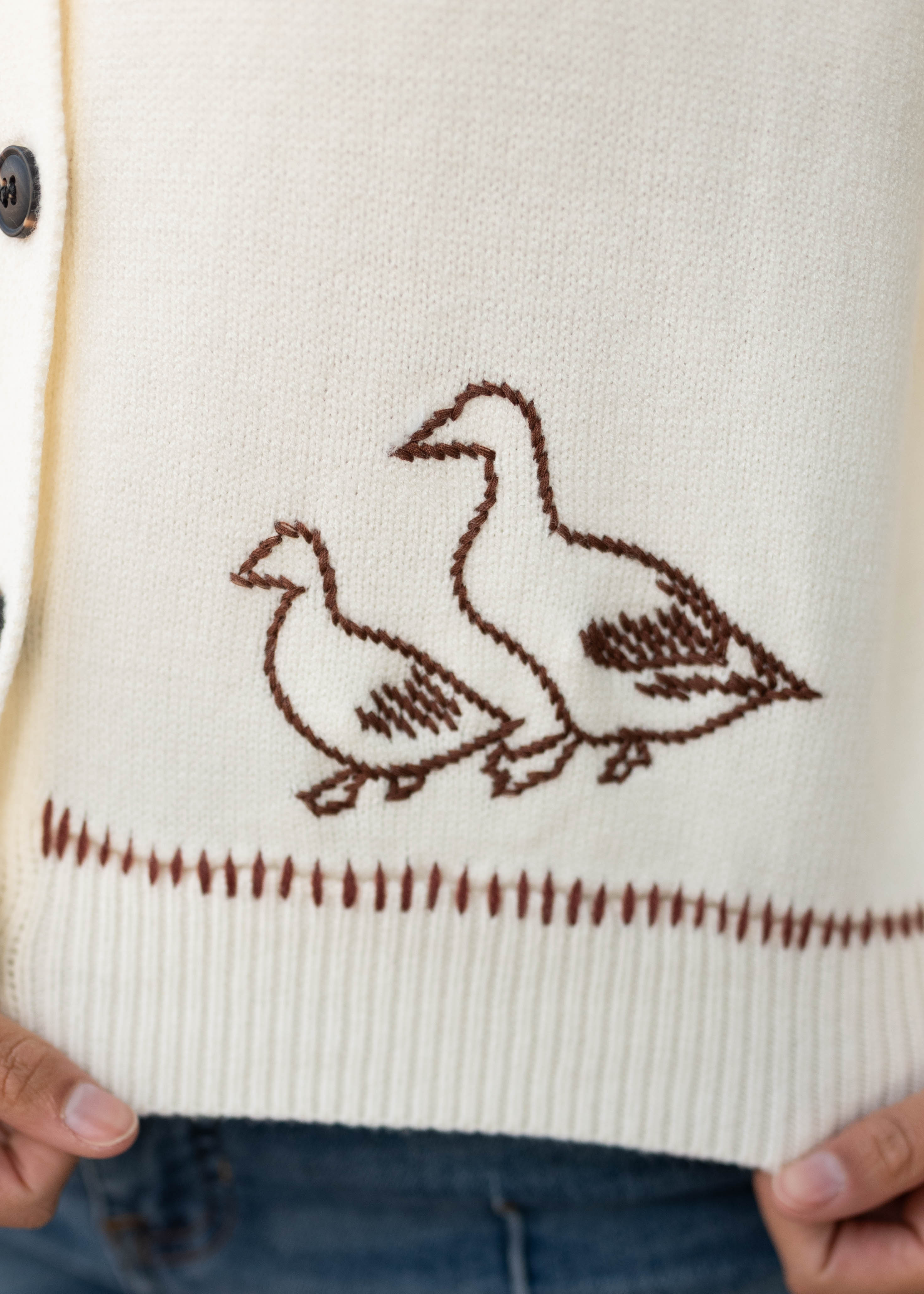 Dylan Cream Embroidered Cardigan