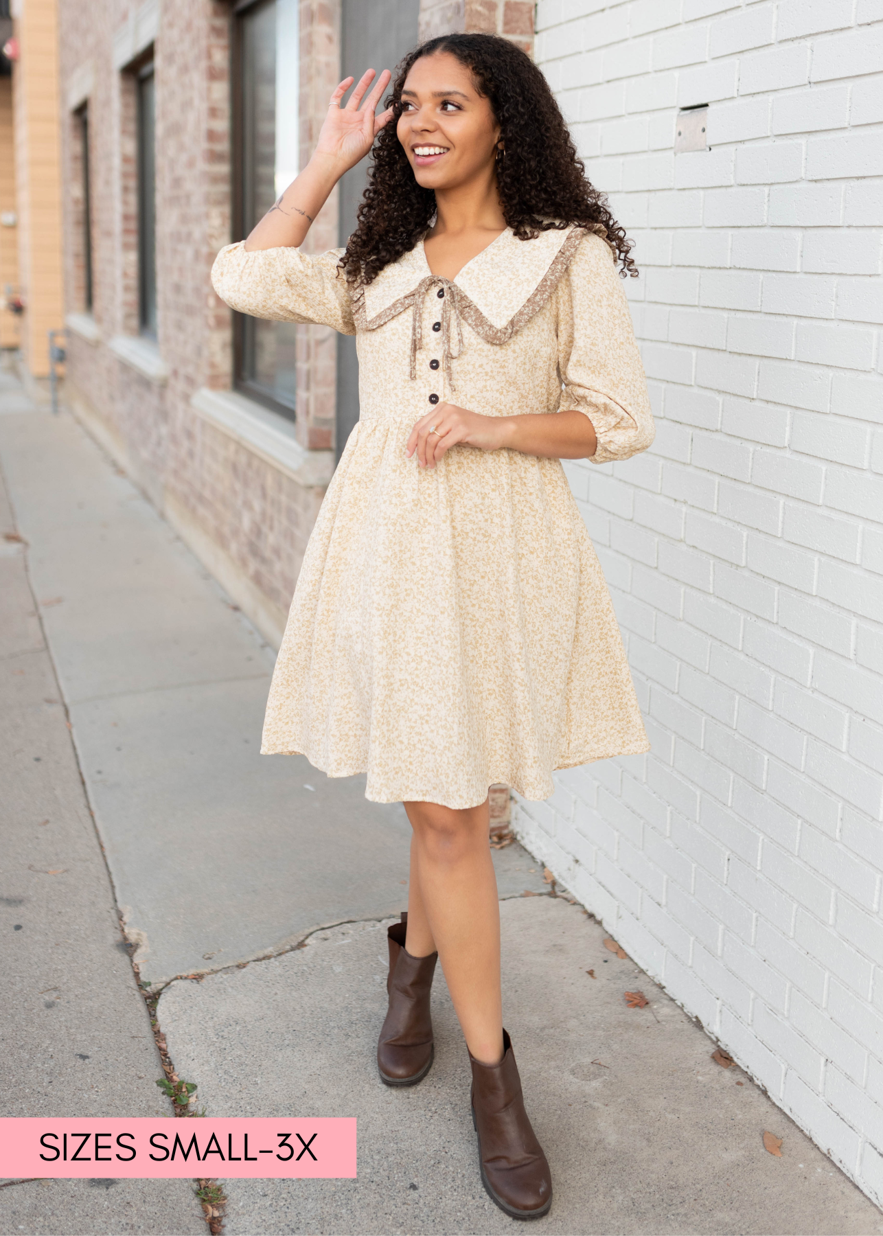 Elise Taupe Floral Dress
