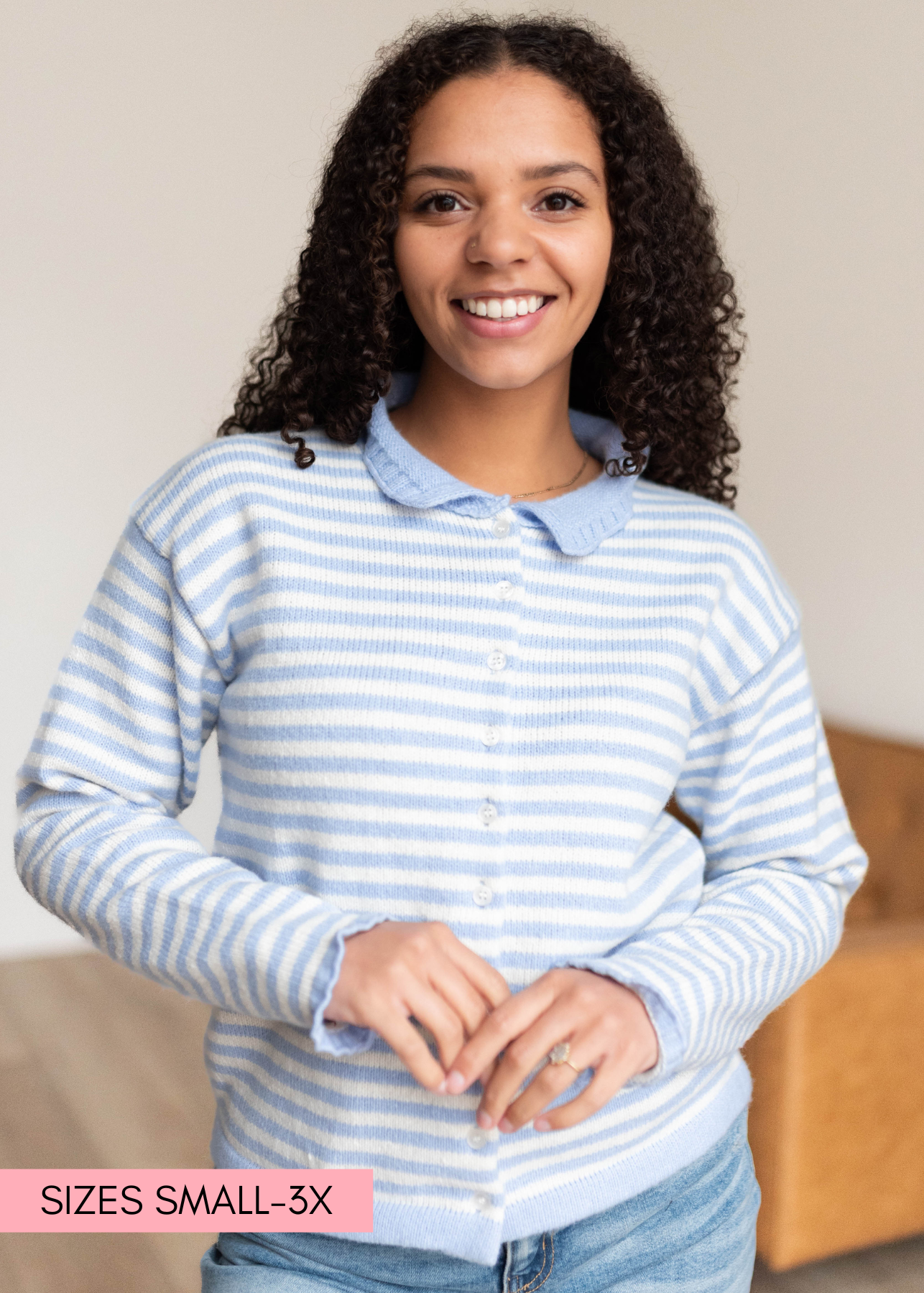 Madilynn Light Blue Striped Cardigan
