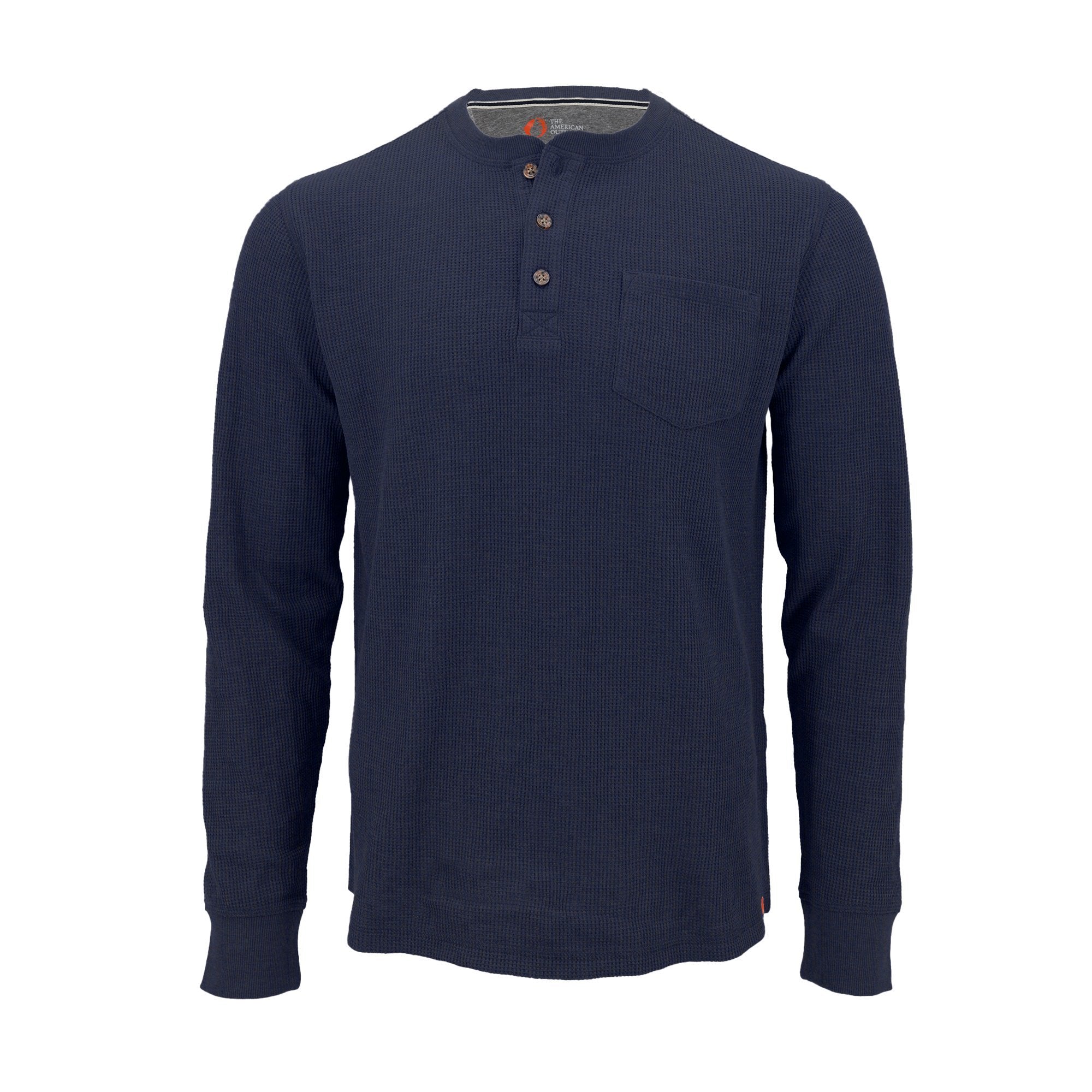 Waffle Knit Thermal Henley With Pocket